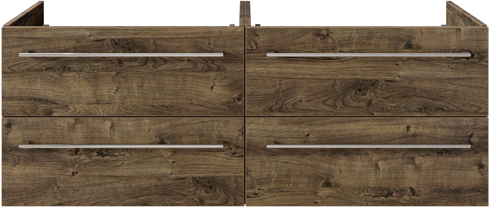 Saphir Badmöbel-Set »Serie 6025 2-teilig Mineralmarmor-Waschtisch mit LED-Spiegelschrank«, (2 St.), Waschplatz 132cm breit, 4 Schubladen, 2 Spiegel-Türen, inkl Türdämpfer
