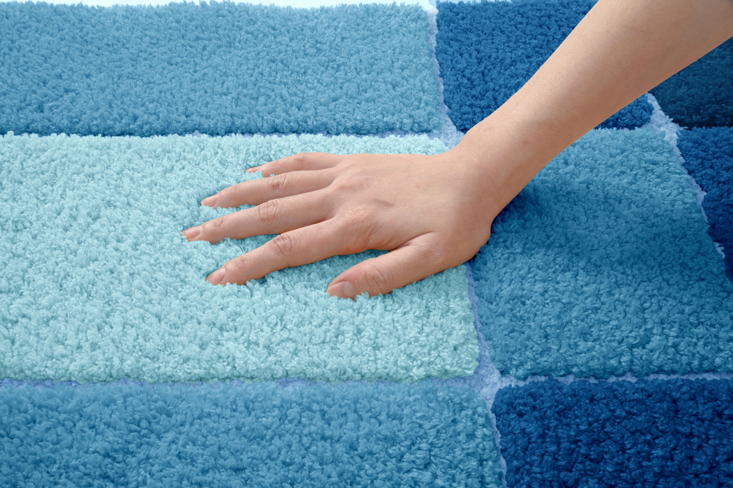 my home Badematte »Pia«, rutschhemmend beschichtet, strapazierfähig-fußbodenheizungsgeeignet-schnell trocknend, Badteppich, karierte Badematten, rechteckig, rund & als 3-tlg. Set
