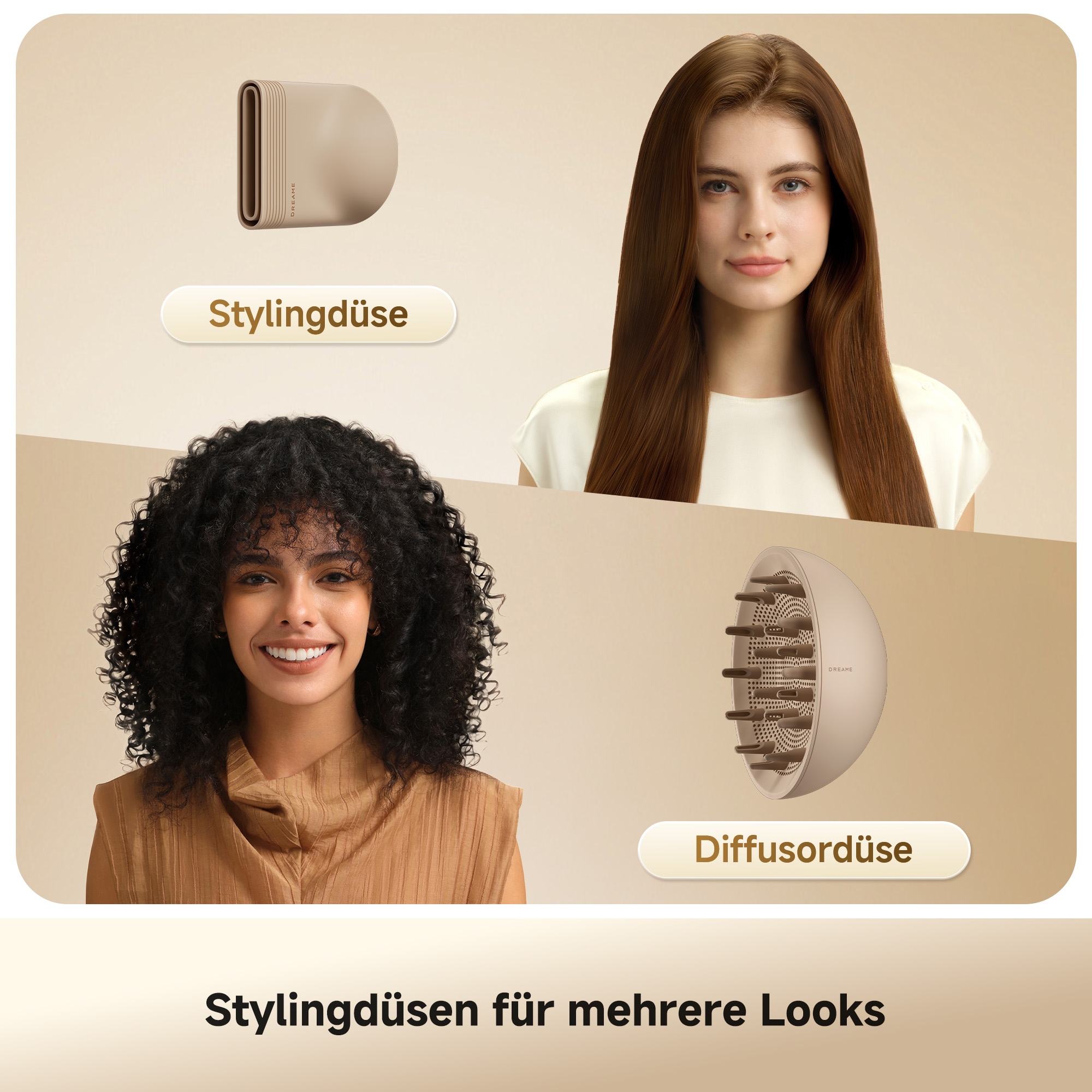 Dreame Haartrockner »Miracle Essence« 1.600 W 2 Aufsätze Essenz-Mikronebel, Rotlichtpflege, Anti-Frizz-Ionen