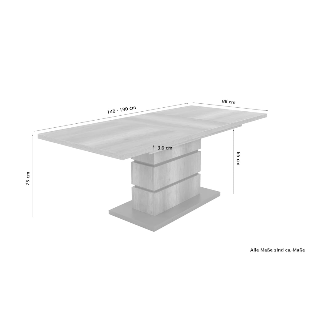 byLIVING Esstisch »Bea«, mit Auszugfunktion, in 2 Breiten 140-190 cm oder 160-215 cm