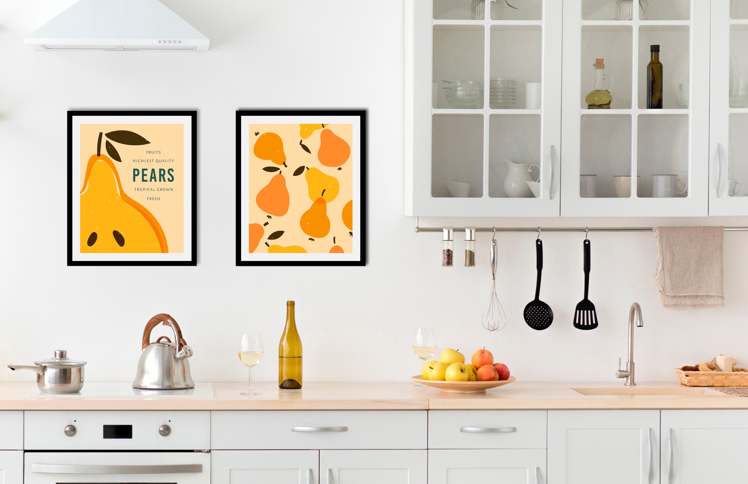 queence Bild »Set Pears«, Obst-Obst Bilder-Schriftzüge-Schriftzug-Essen-Leb günstig online kaufen