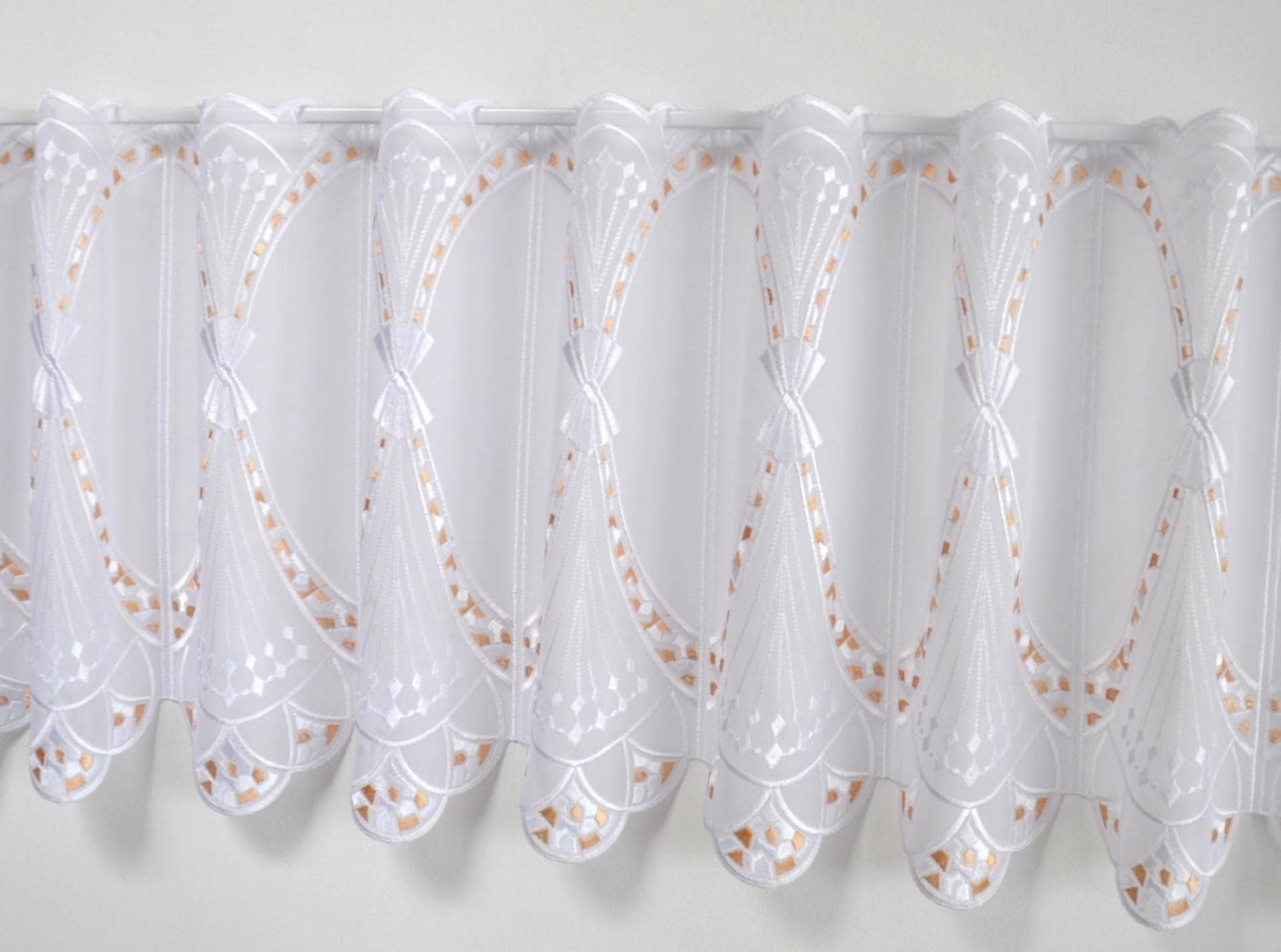 Stickereien Plauen Scheibengardine »Fächer« Stangendurchzug 1 Stk. tlg. günstig online kaufen