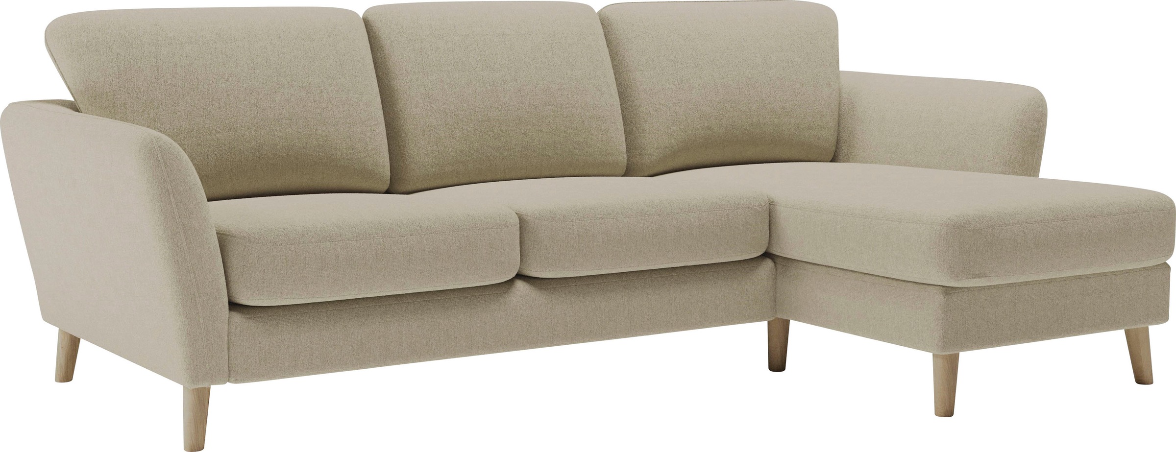 Home affaire Ecksofa »MARSEILLE (242/152cm),L-Form, Rec. rechts/links«, Massivholzbeine Eiche, Landhausstil, Wellenunterfederung