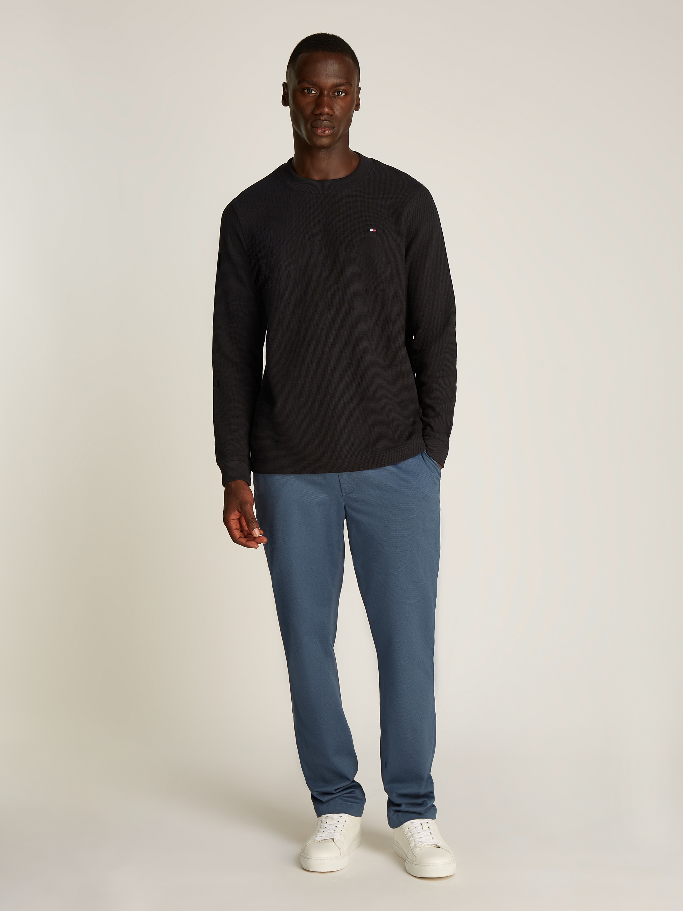 Tommy Hilfiger Rundhalspullover »TEXTURED LS TEE« mit Rundhalsausschnitt