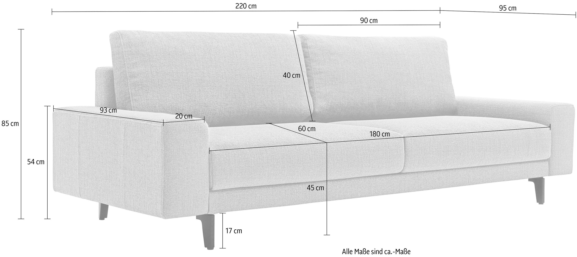 Creation BY ROLF BENZ 3-Sitzer »CR.450, Designsofa, Loungesofa«, Armlehne breit niedrig, Alugussfüße in umbragrau, Breite 220 cm