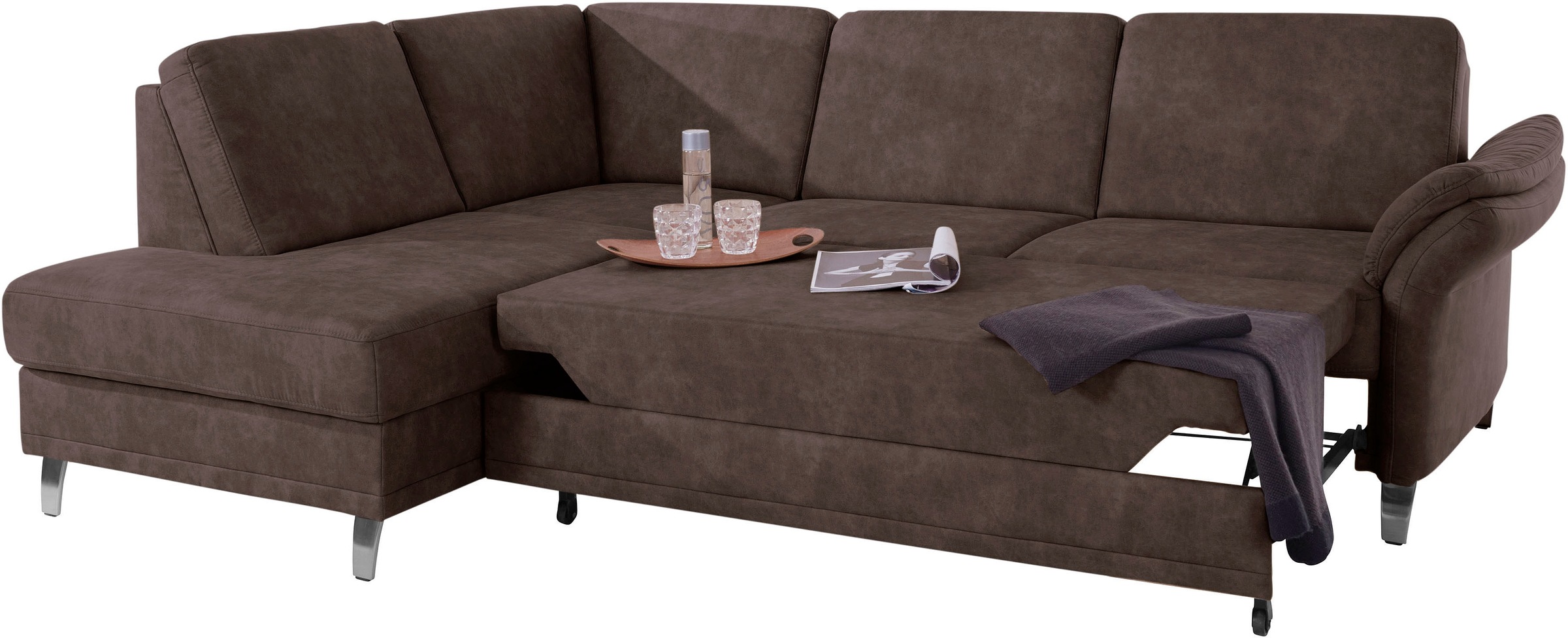 sit&more Ecksofa »Clio L-Form«, wahlweise mit Bettfunktion und Bettkasten, inklusive Federkern