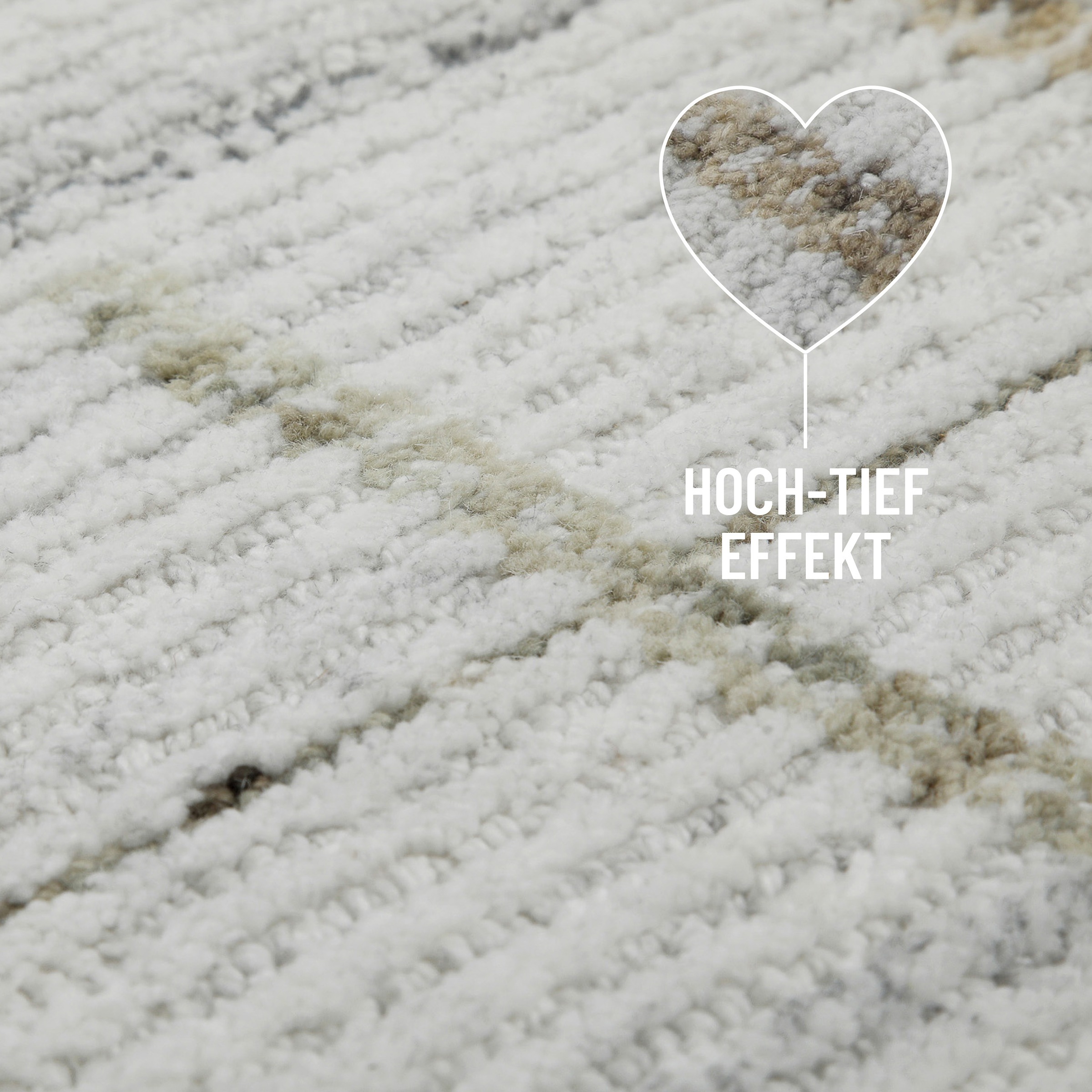 Wecon home Teppich »Hamptons TWENTYTWO«, rund, 10 mm Höhe, Fasermix, Kurzflor, Wohnzimmer, elegant, geometrisches Muster