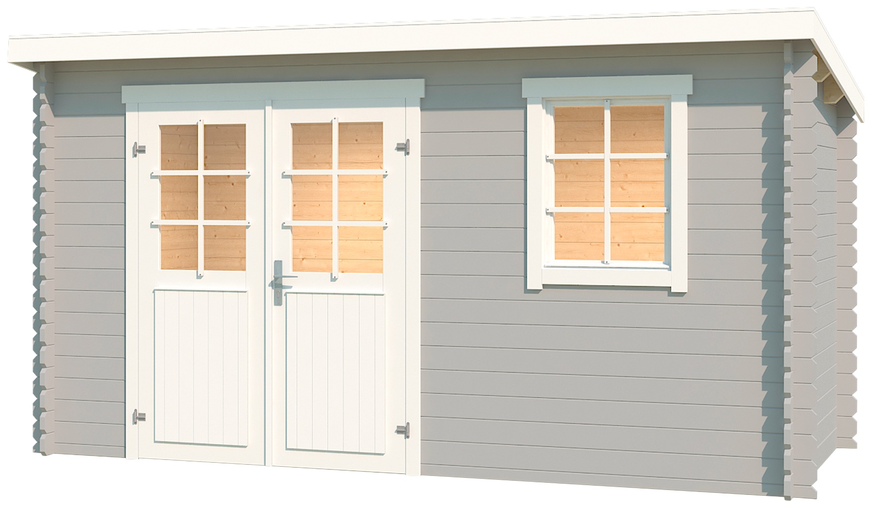 LASITA MAJA Gartenhaus »Amira 175« Blochbohlenhaus 28mm, Fundamentmass 3800x1750, Lichtgrau lichtgrau