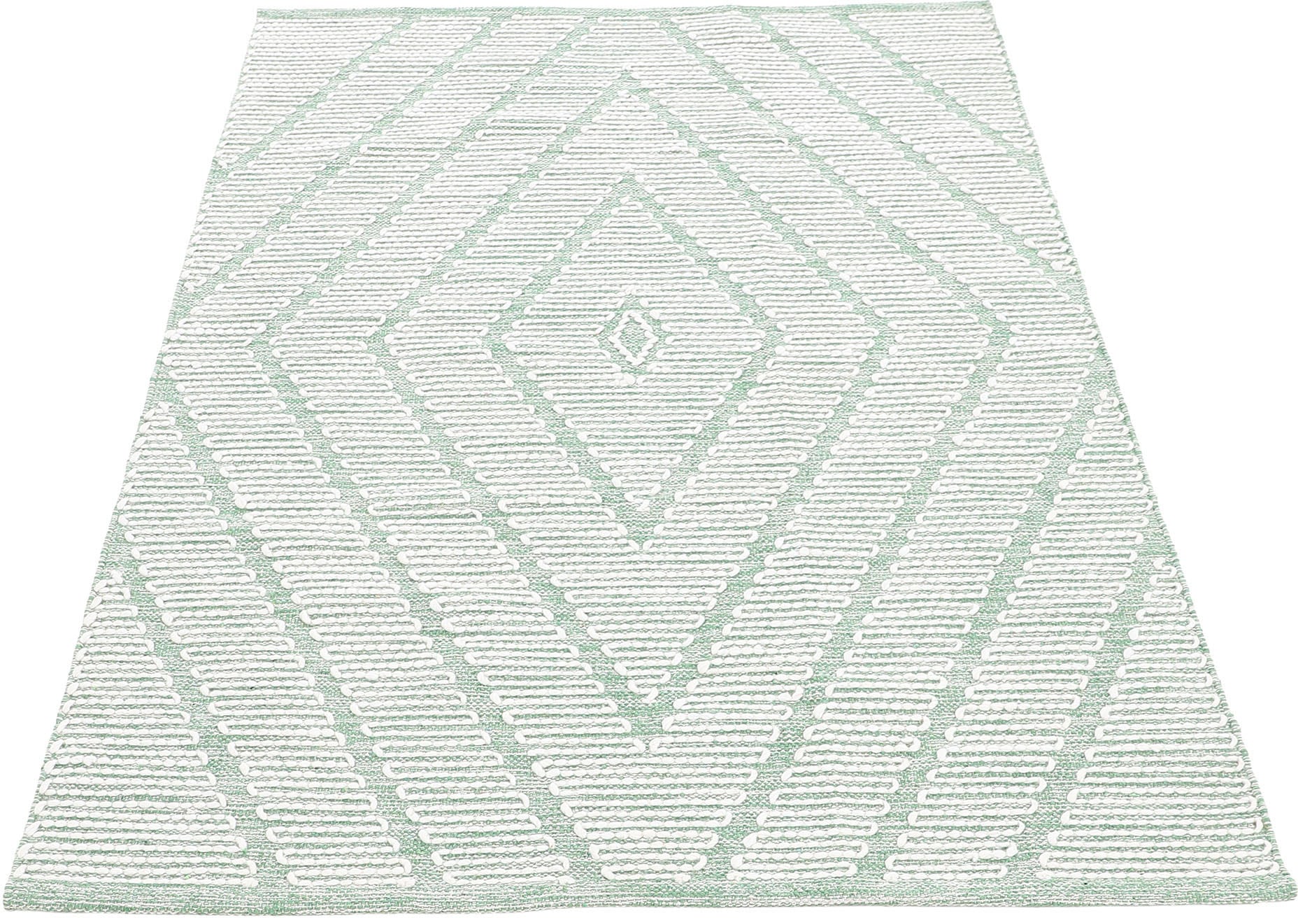 carpetfine Teppich »Kelim Durry«, rechteckig, 5 mm Höhe, Handweb, geometrisch, Hoch-Tief Effekt, handgewebt, reine Baumwolle