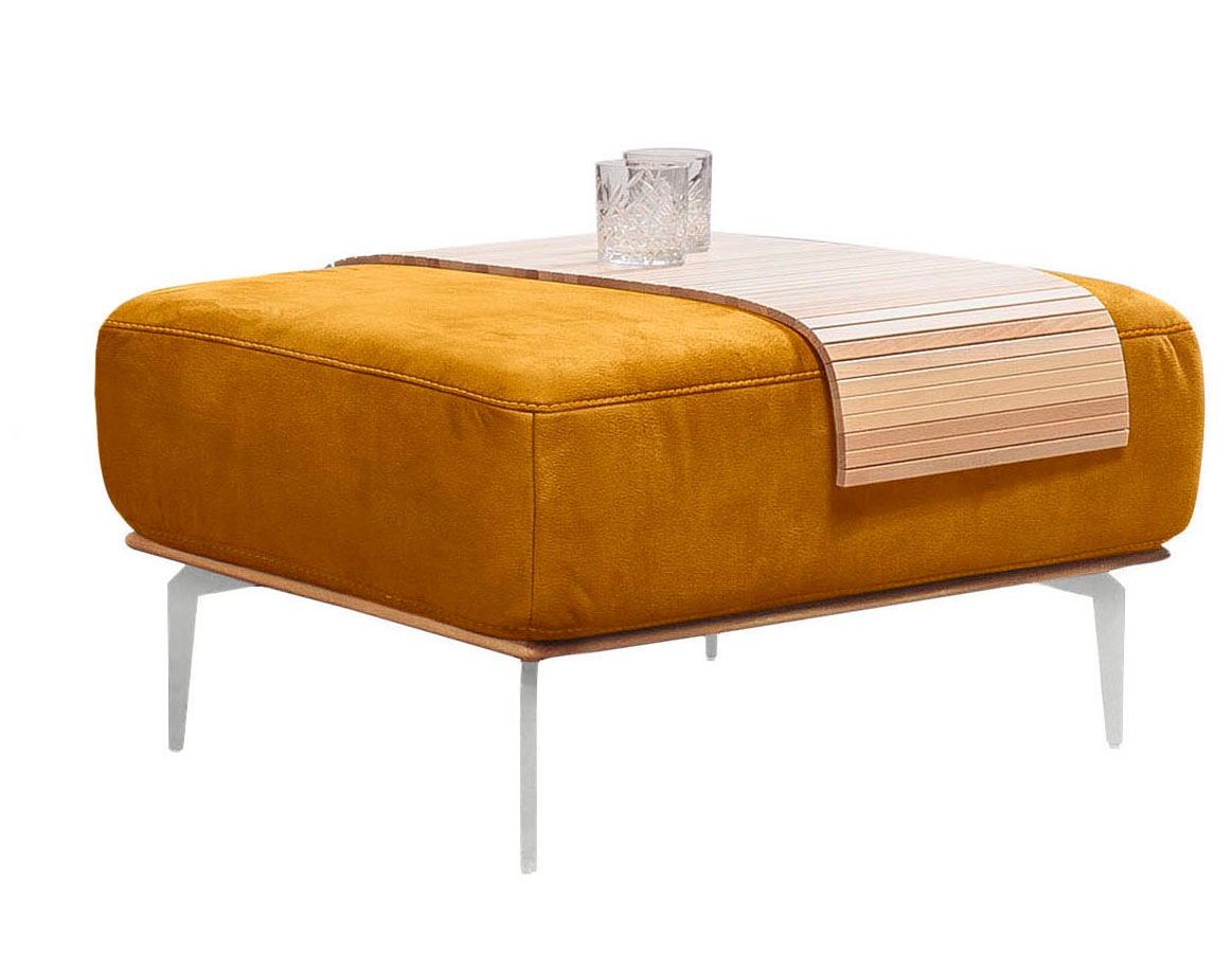 W.SCHILLIG Polsterhocker »run«, mit elegantem Holzsockel, Füße in Chrom glänzend, Breite 75 cm