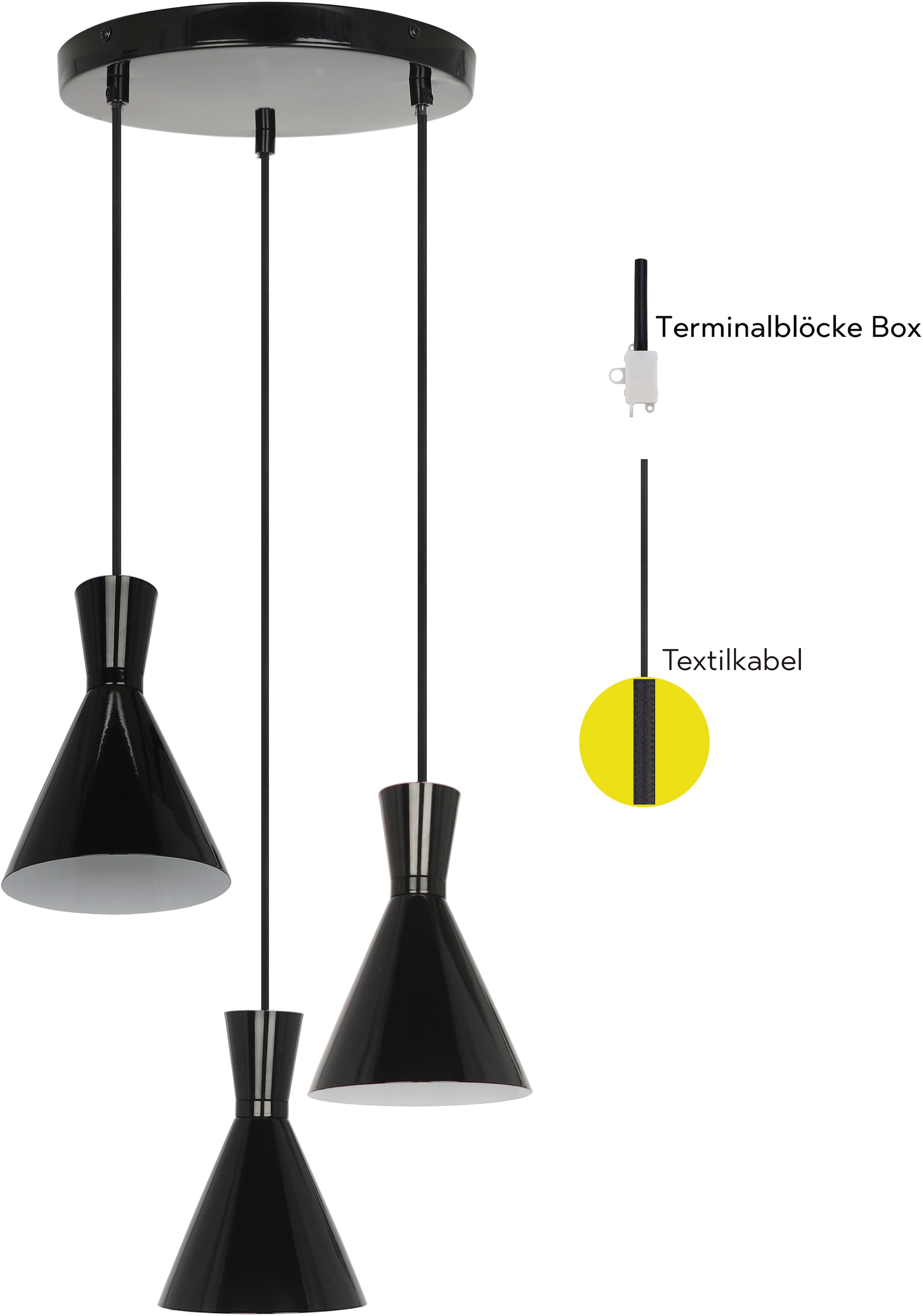 OTTO home Pendelleuchte »Renell« E27 1 Stk. glänzend, höhenverstellbar, industrieller Stil, Rondell, Hängelampe