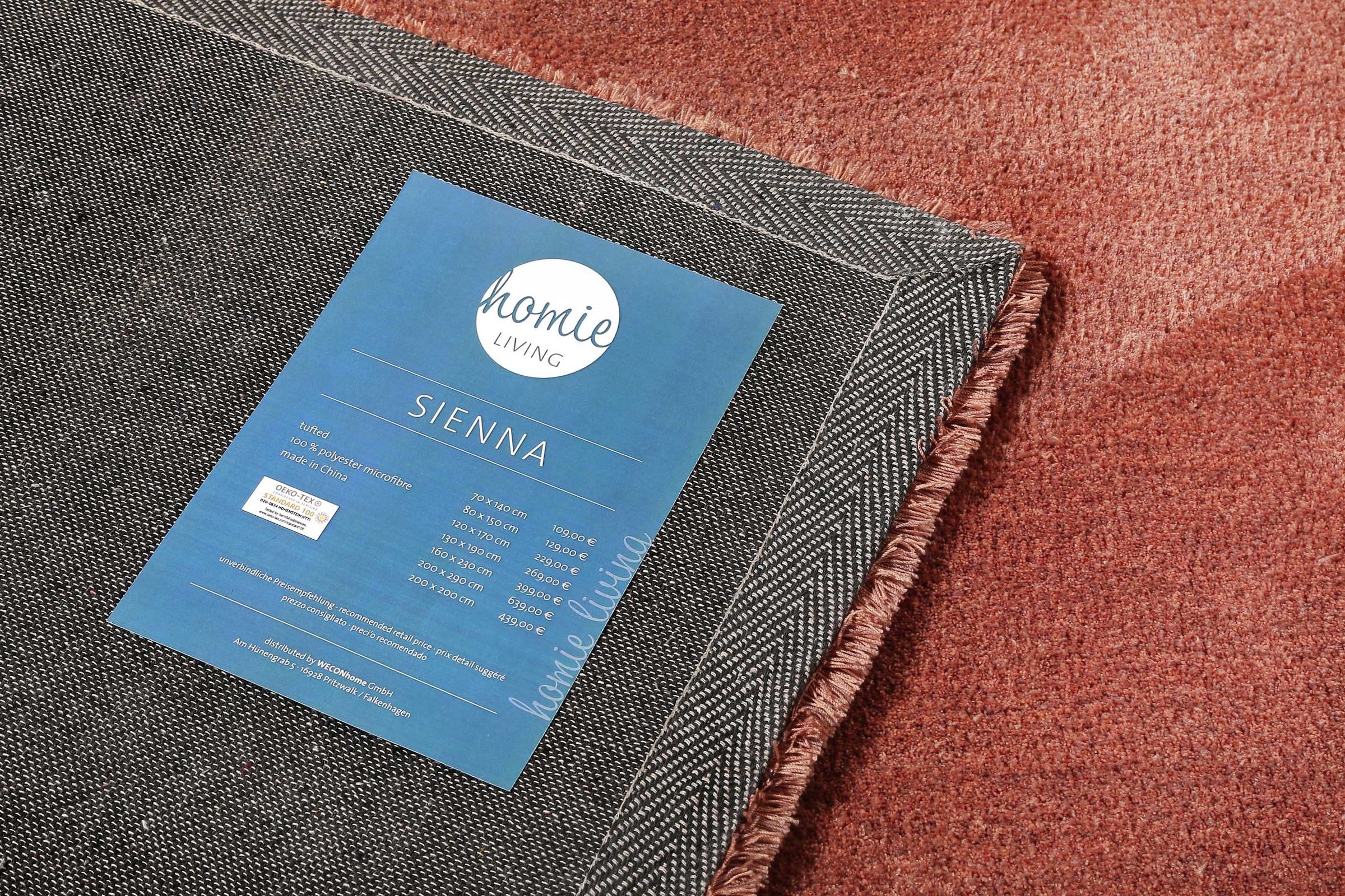 Homie Living Teppich »Sienna«, quadratisch, 20 mm Höhe, Hochflor, Microfaser, uni, weich & kuschelig, Wohnzimmer, Schlafzimmer