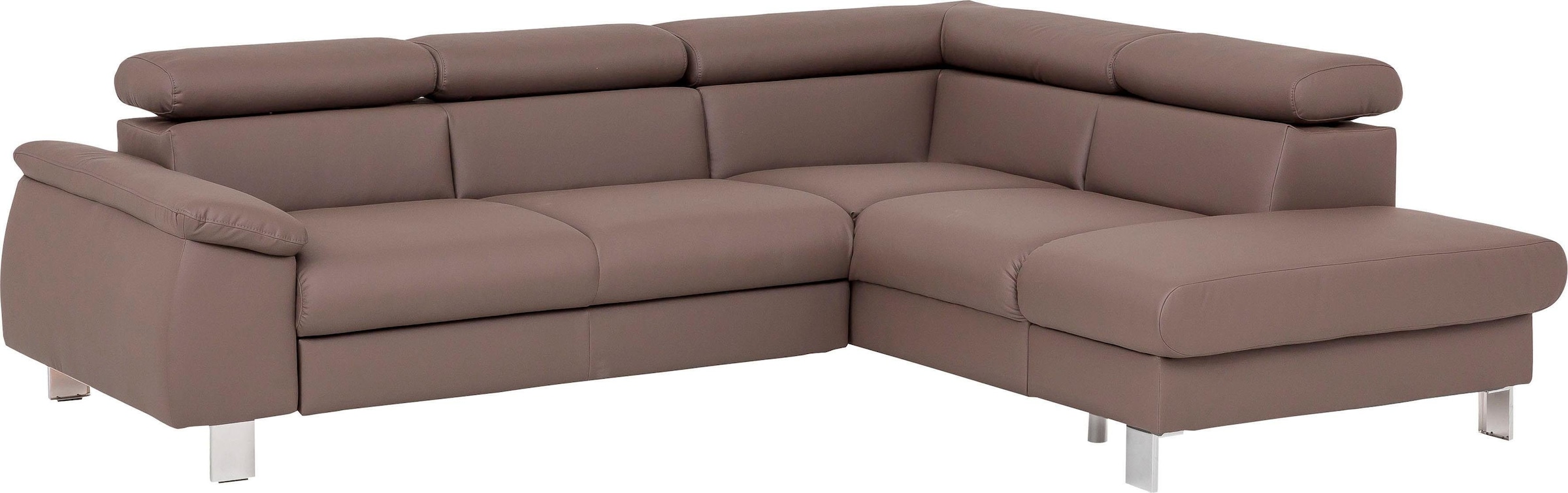 COTTA Ecksofa »Komaris L-Form, B: 249 cm«, mit Kopfteilverstellung, optional Bettfunktion, Bettkasten & Licht