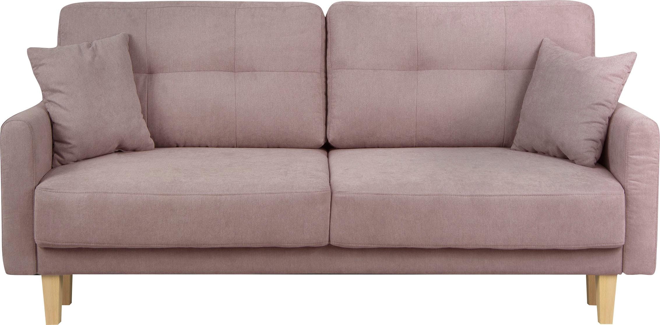 Home affaire 2-Sitzer »TRIPLO mit Wellenunterfederung, Maße B/T/H: 165/100/89 cm«, Sofa mit Steppung im Rückenbereich, incl. Rückenkissen und Zierkissen