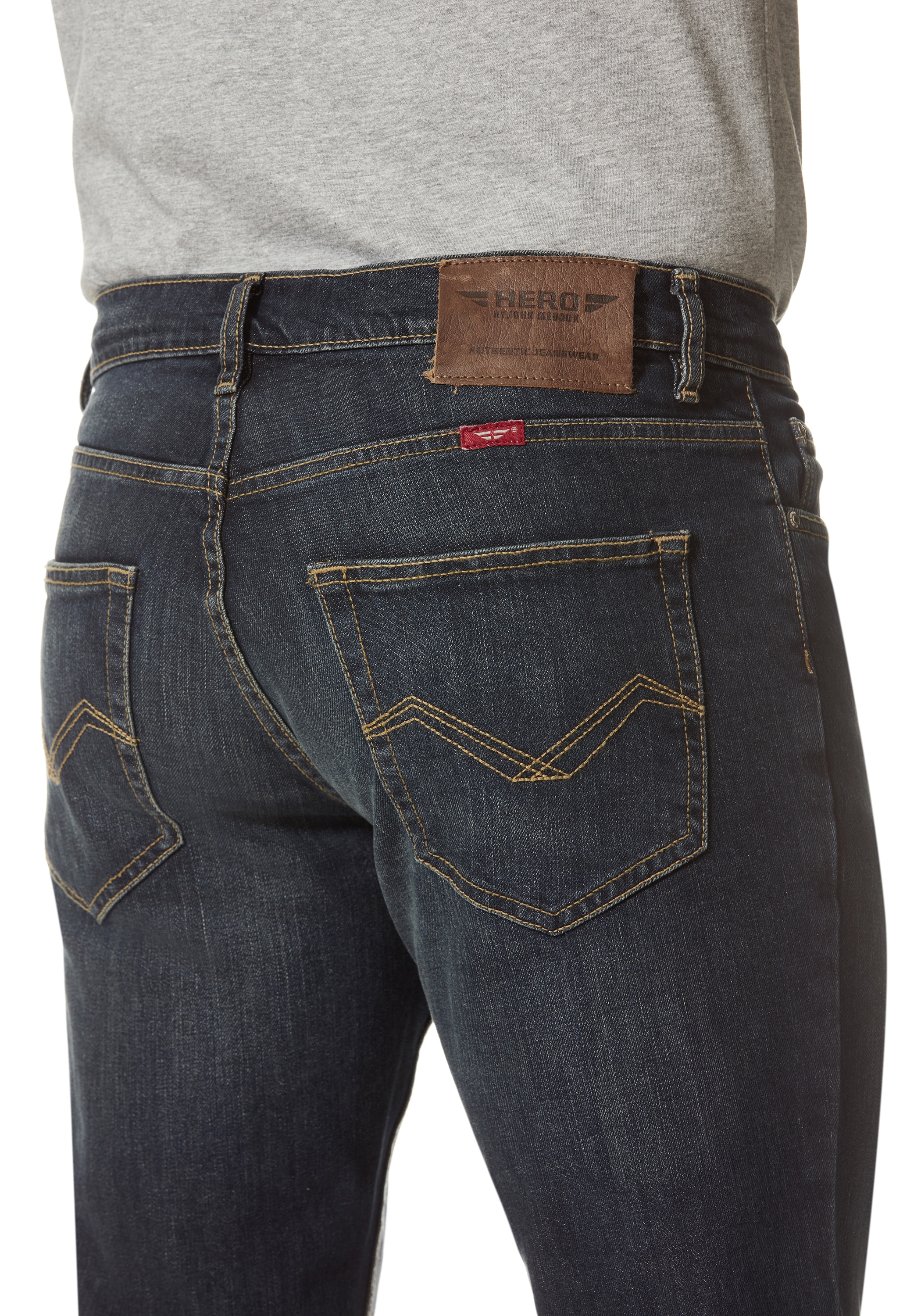 HERO by John Medoox 5-Pocket-Jeans »Denver Regular Straight Stretch«, Straight Fit Casual Clean Wash Denim Jeans für Herren