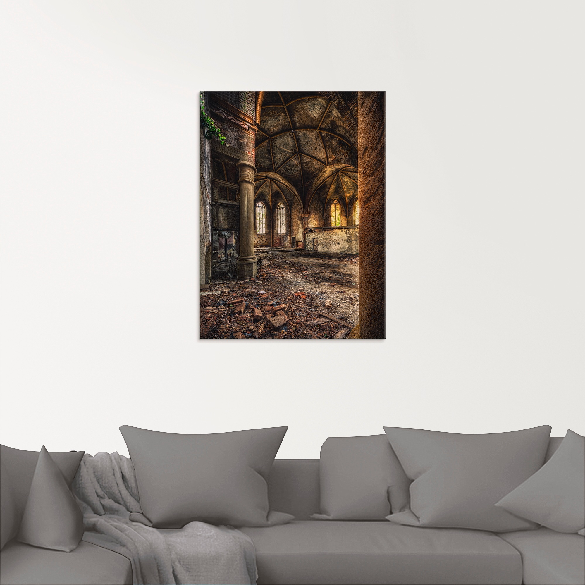 Artland Glasbild »Lost Place - verlassene Kirche II«, Gebäude, (1 St.), in verschiedenen Größen