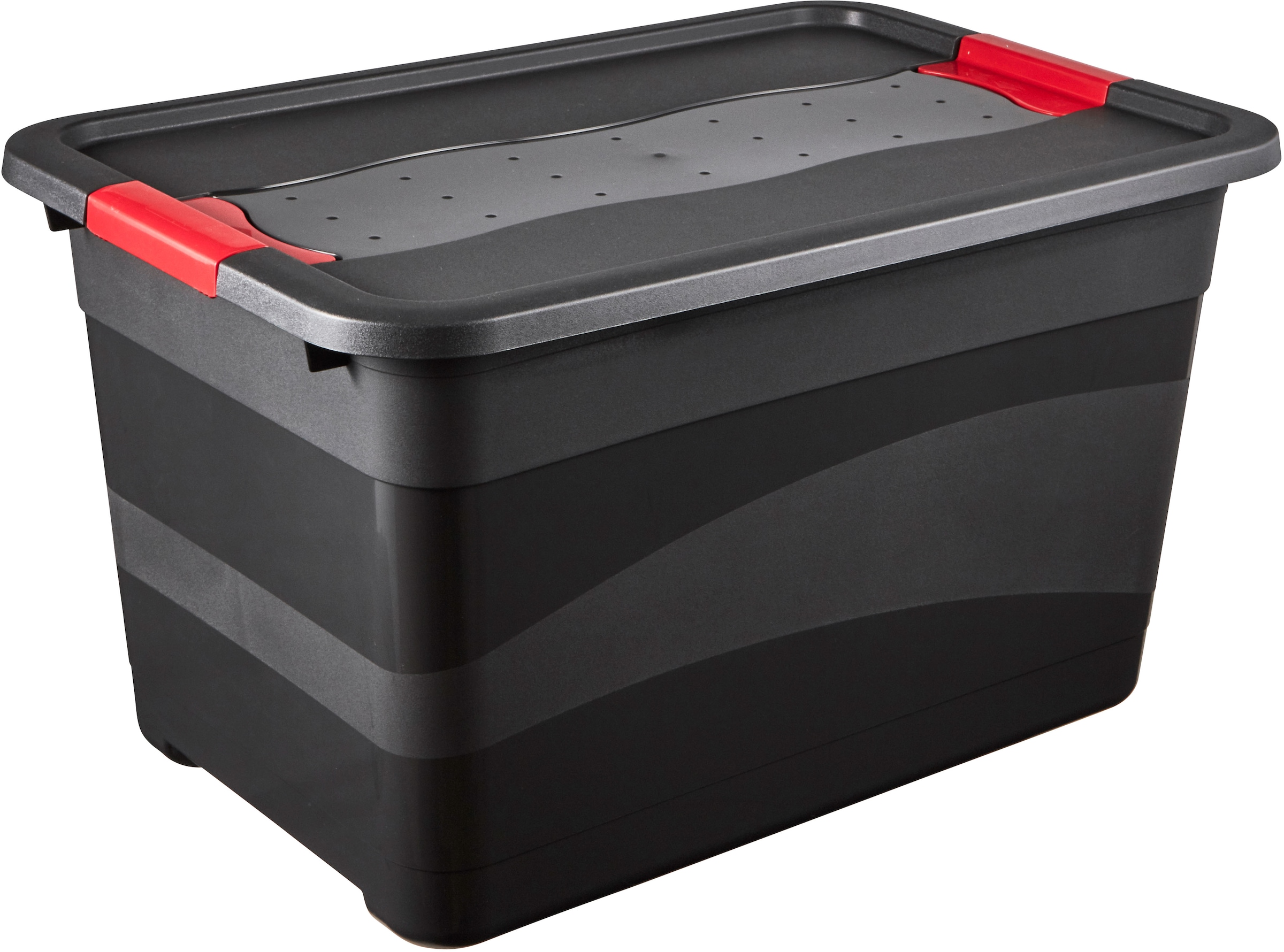 keeeper Transportbehälter »eckhart, 3er Set Transporbox, 52 L, 59,5 x 39,5 x 34 cm« 39,5 cm breit 34 cm hoch 59,5 cm lang Set, 3 Stk. tlg. seitl. Clips, Griffe am Boden, stoßfeste Seitenwände, robuster Deckel