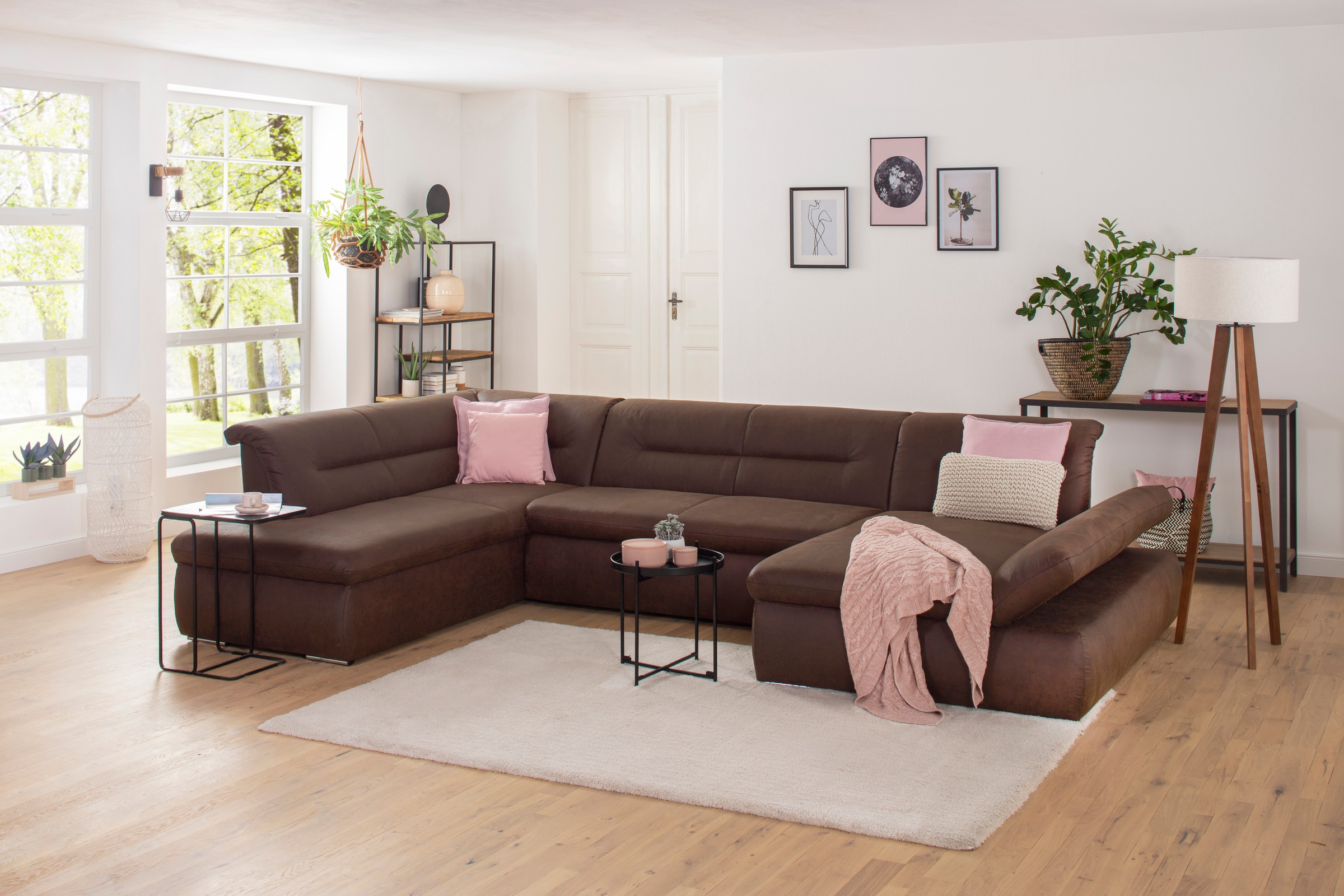 Home affaire Wohnlandschaft »Avesa U-Form« Wahlweise mit Armteilverstellung günstig online kaufen