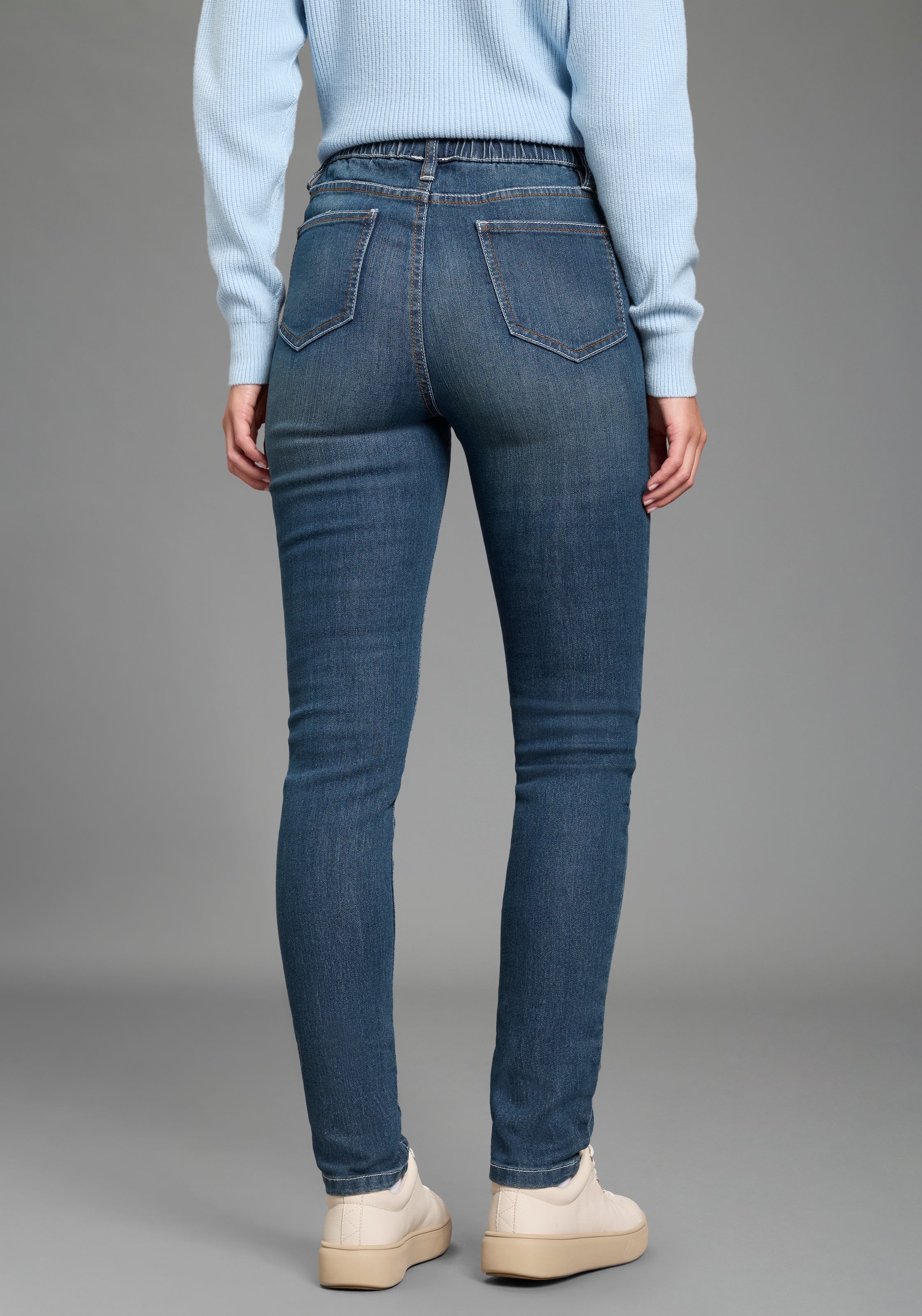 Arizona Jeansjeggings Packung, 2er-Pack,  enge Passform,  Röhrenjeans,  Used-Look-Waschung,  hohe Leibhöhe