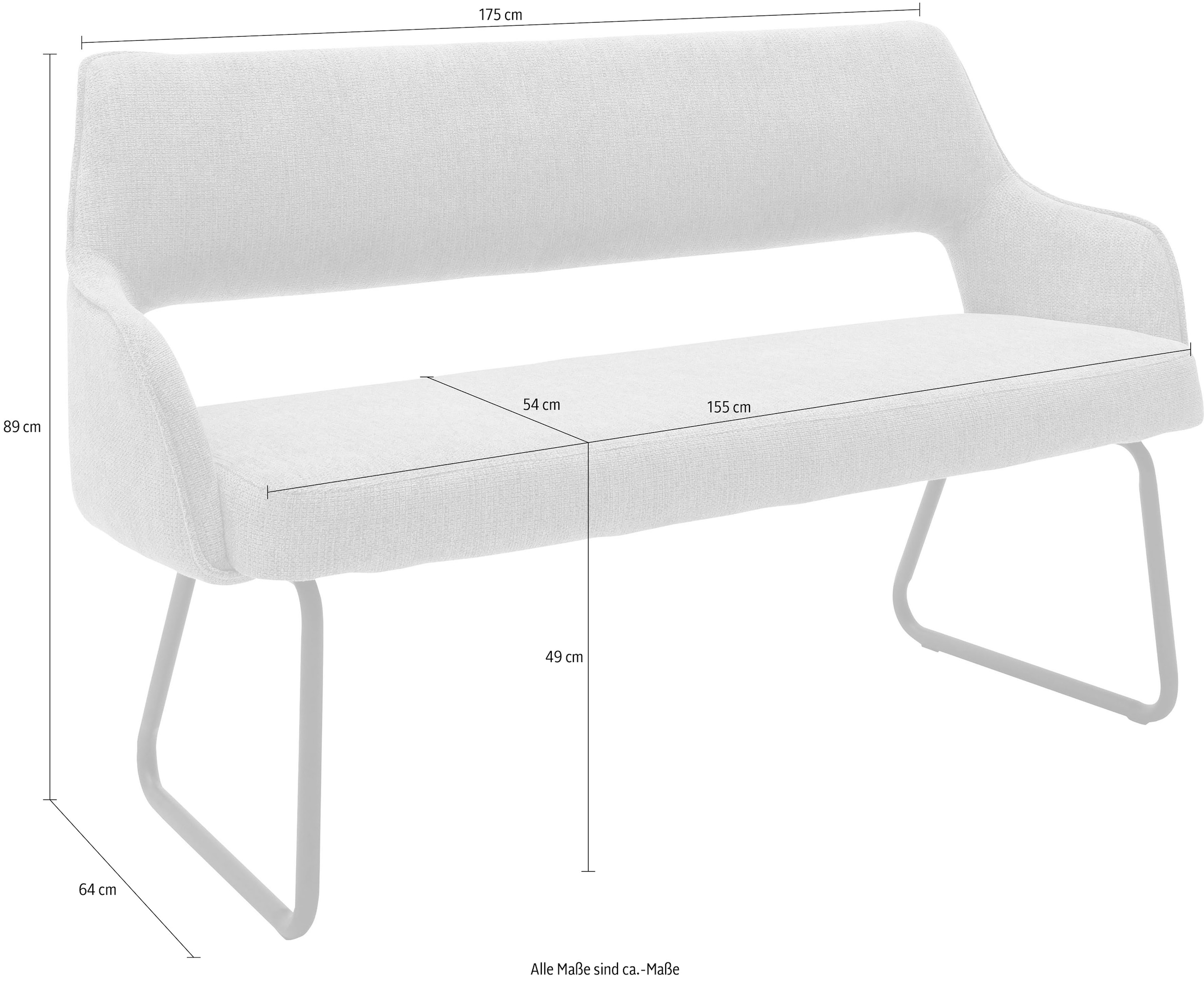 MCA furniture Polsterbank »Bangor«, Sitzbank frei im Raum stellbar,Stoffbezug, Breite 175 cm