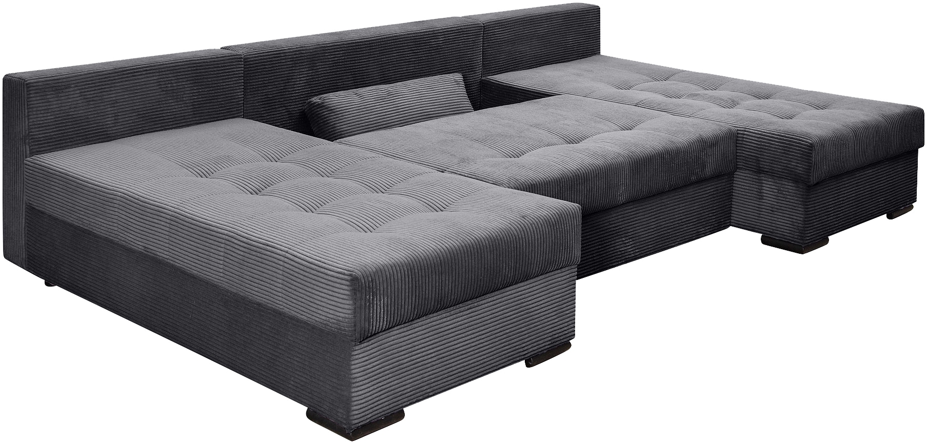 COLLECTION AB Wohnlandschaft »Josy U-Form, Breite 269 cm, Flachgewebe, Struktur, Cord & Cord/Mix«, (Cord-/Mix), inkl. Bettfunktion, Bettkasten, mit 3 gleich großen Rückenkissen