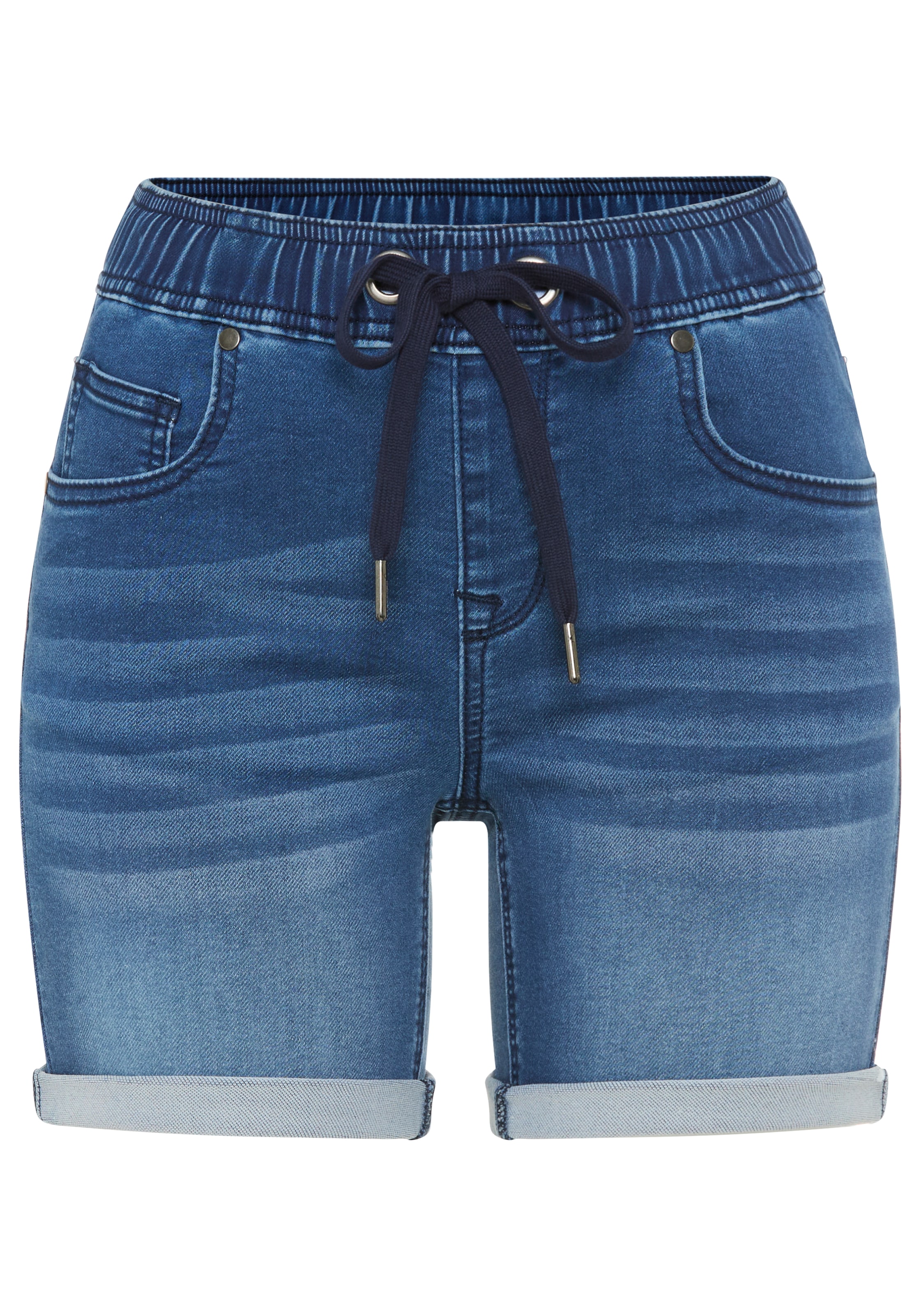 Arizona Jeansshorts figurnah, normale Leibhöhe, mit Bindebändern am Bund