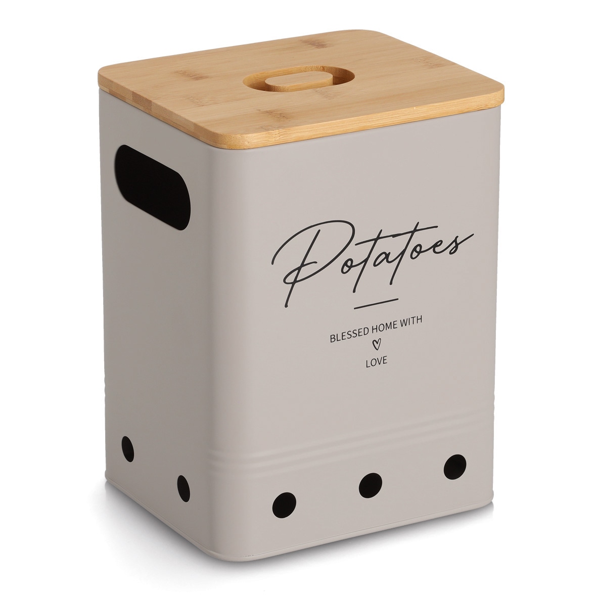 Zeller Present Vorratsdose »Dosen mit Bambusdeckel, 3tlg.« Garlic (1.300 ml), Onions (2400 ml), Potatoes (5100 ml)