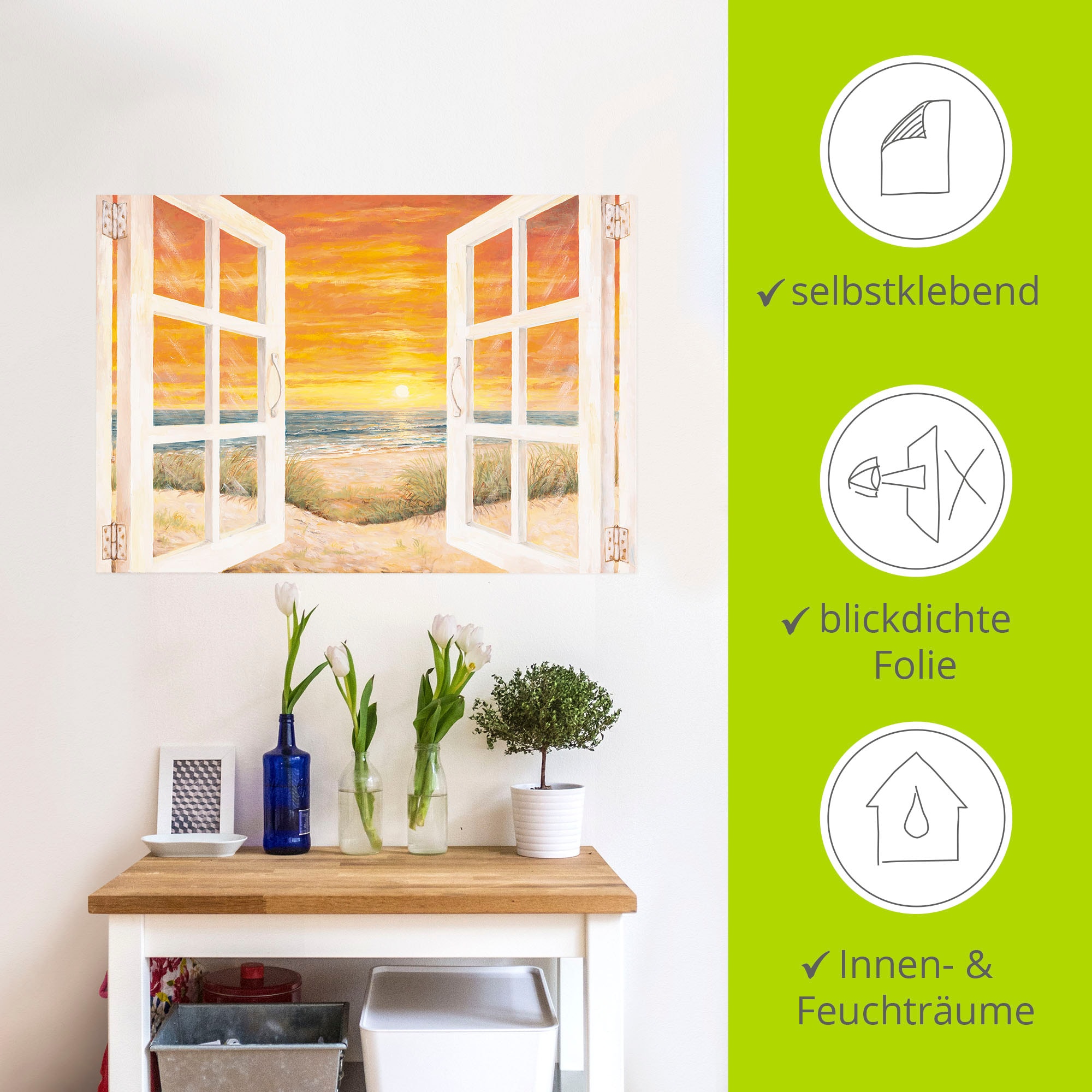 Artland Wandbild »Fenster zum Meer«, Meer Bilder, (1 St.), als Alubild, Outdoorbild, Leinwandbild, Wandaufkleber, versch. Größen