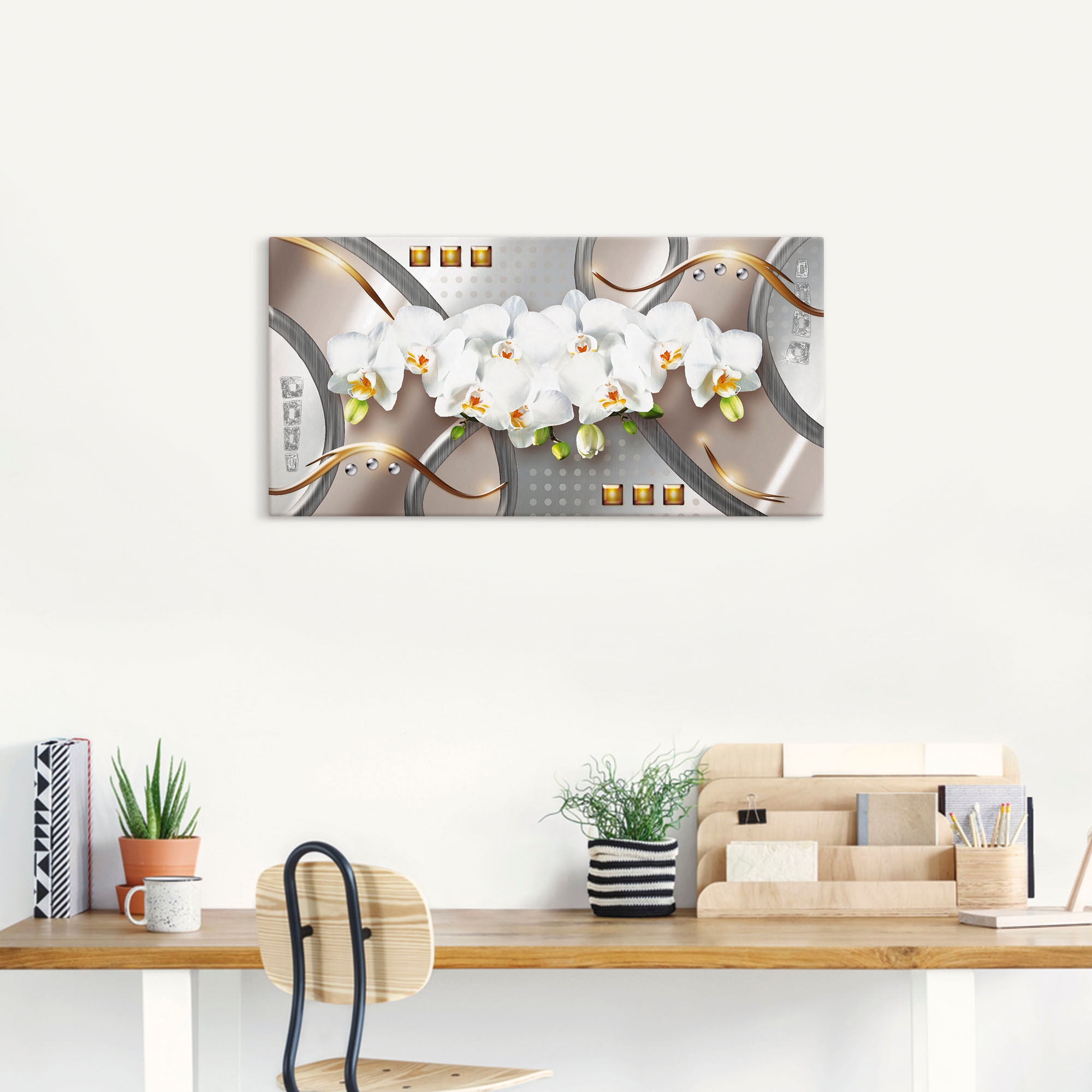 Artland Wandbild »Orchideen mit Elementen«, Blumen, (1 St.), als Leinwandbild, Poster in verschied. Größen