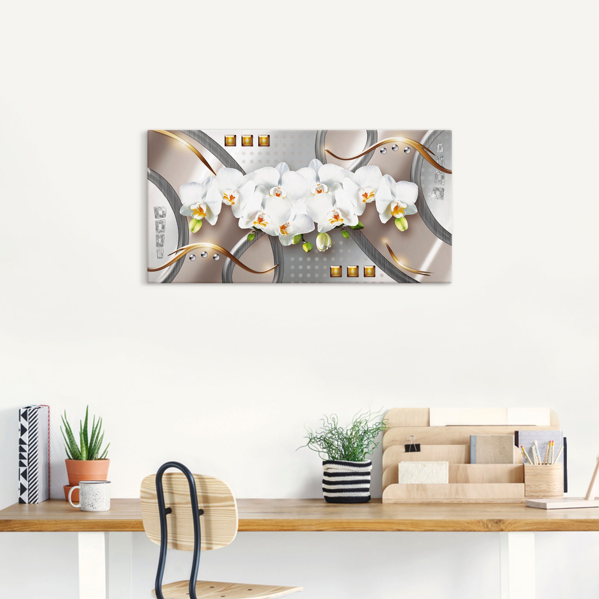 Artland Wandbild »Orchideen mit Elementen«, Blumen, (1 St.), als Leinwandbi günstig online kaufen