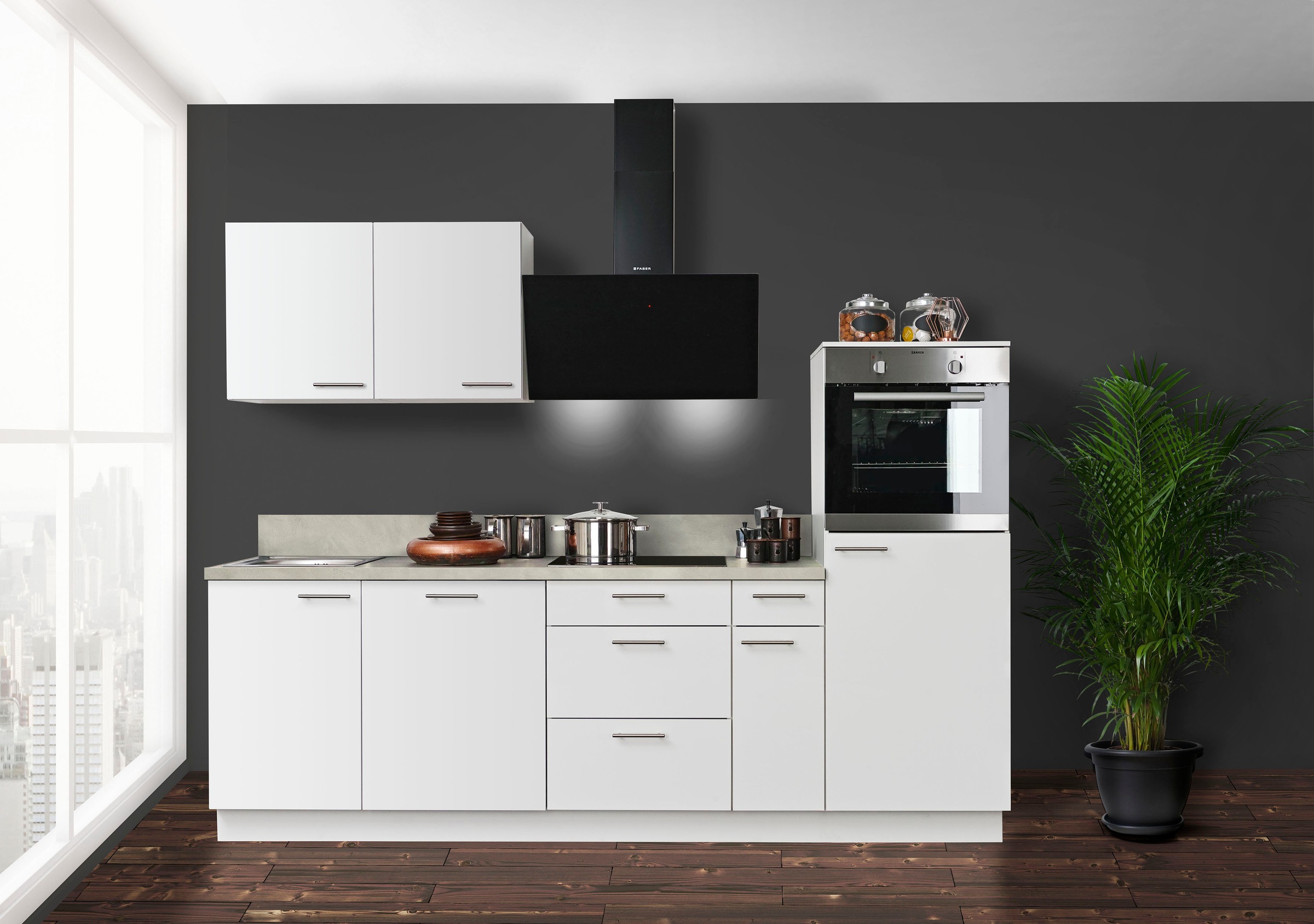 KOCHSTATION Küchenzeile »KS-Scafa, vormontiert, mit höhenverstellbaren Füße günstig online kaufen