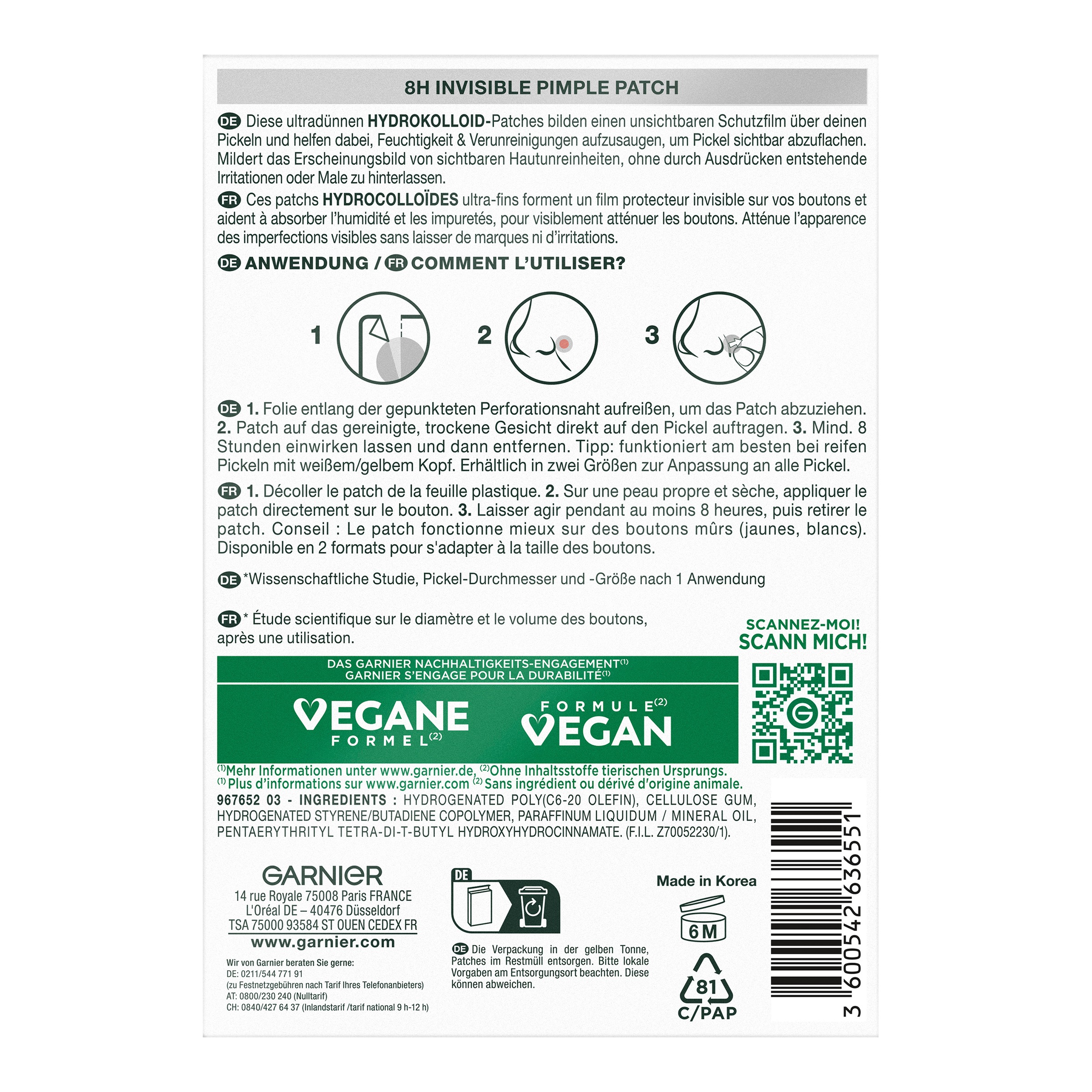 GARNIER Pickel-Tupfer »GARNIER 8H INVISIBLE PIMPLE PATCH« Flacht Pickel ab mit Hydrokolloid, keine Pickelmale.
