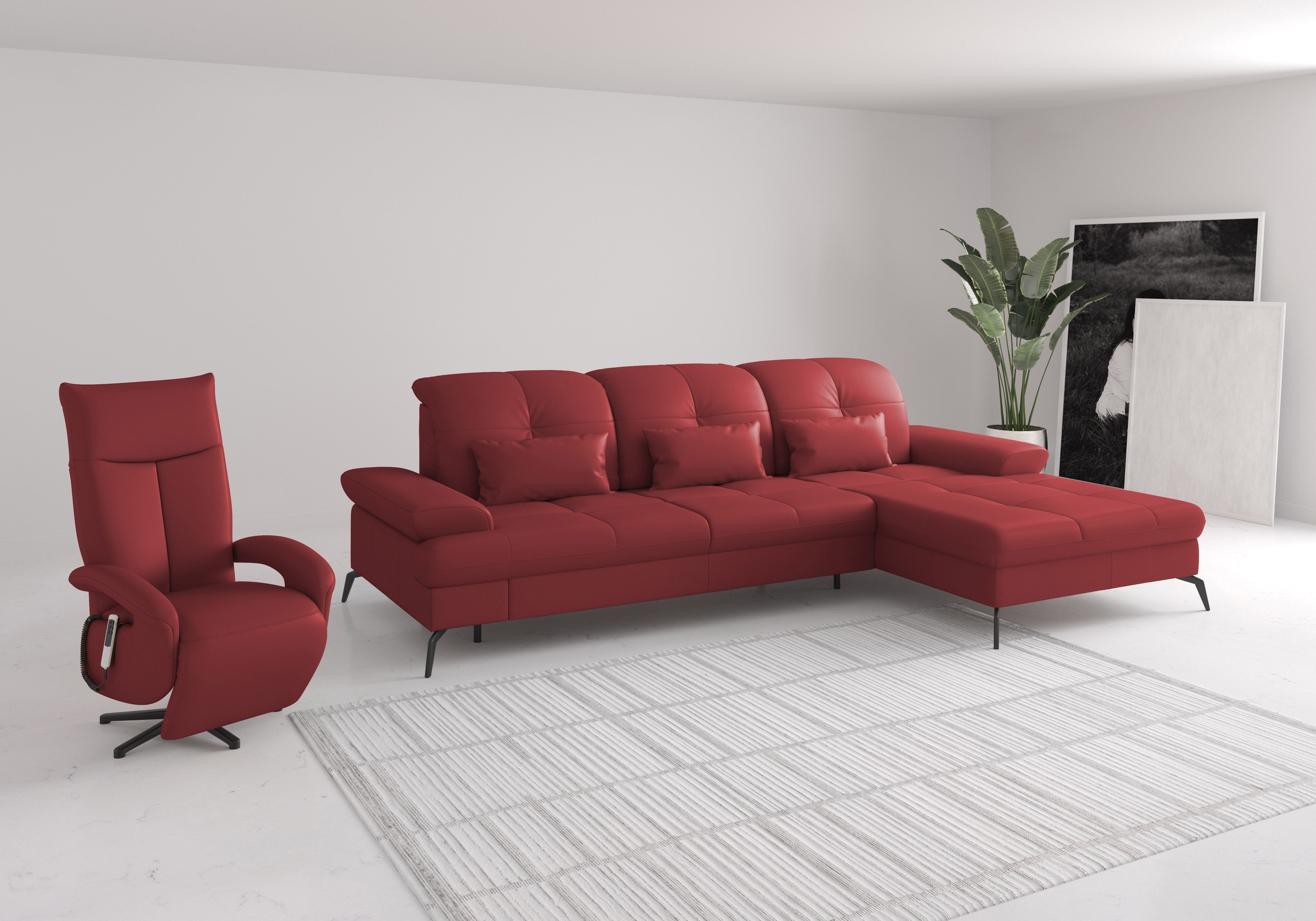 sit&more Ecksofa »Amica, L-Form, inkl. Sitztiefenverstellung & Armteilverstellung«, wahlweise mit Bettfunktion, Bettkasten und Kopfteilverstellung