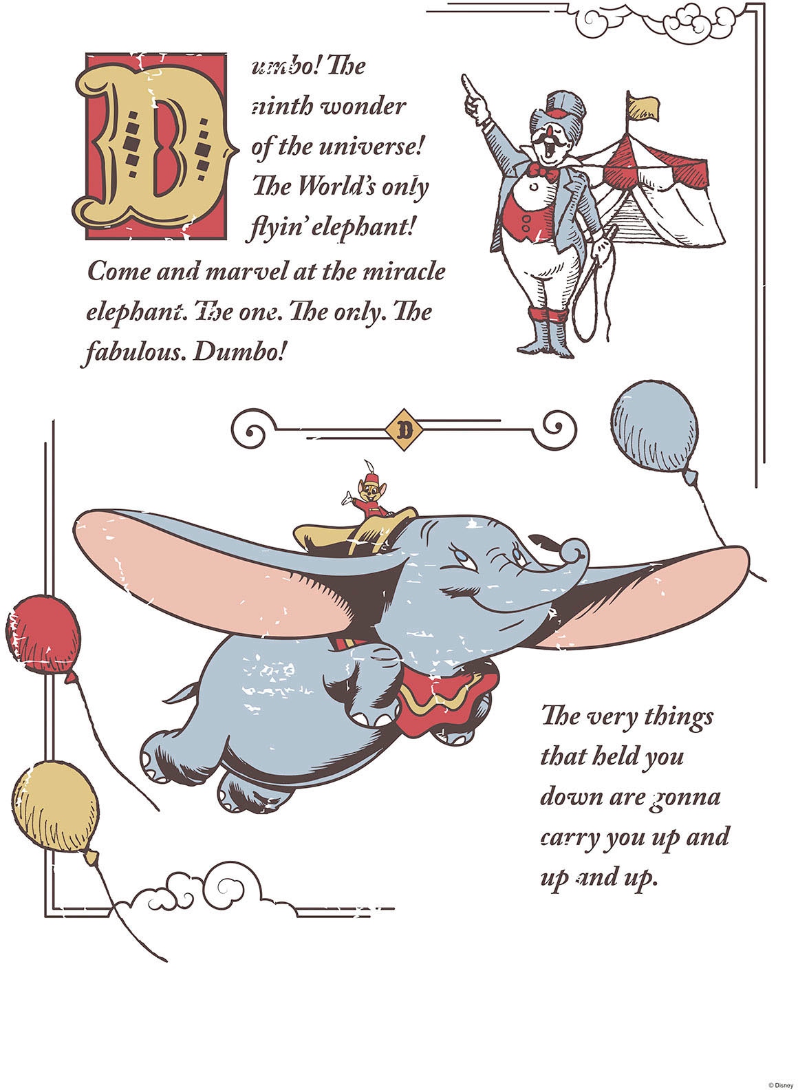 Komar Leinwandbild »Dumbo the Flying Elephant - Größe 40 x 60 cm«, Disney, (1 St., 40 x 60 cm (Breite x Höhe), Keilrahmenbild mit Echtholzrahmen, Kinderzimmer