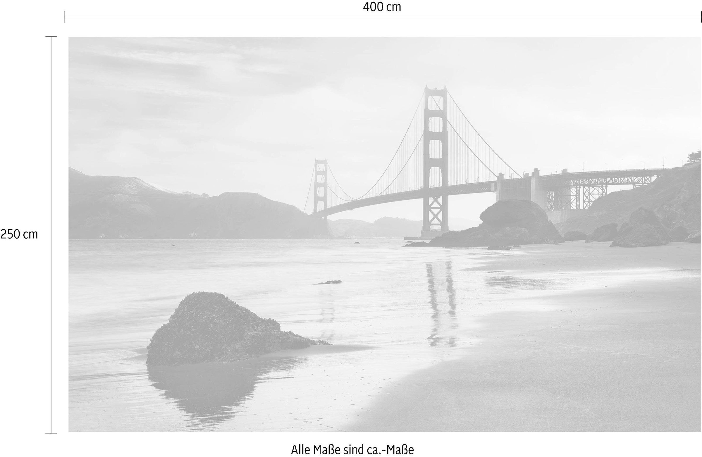 Komar Vliestapete »Digitaldruck Vlies - Golden Gate - Größe 400 x 250 cm«, bedruckt, Wohnzimmer, Schlafzimmer