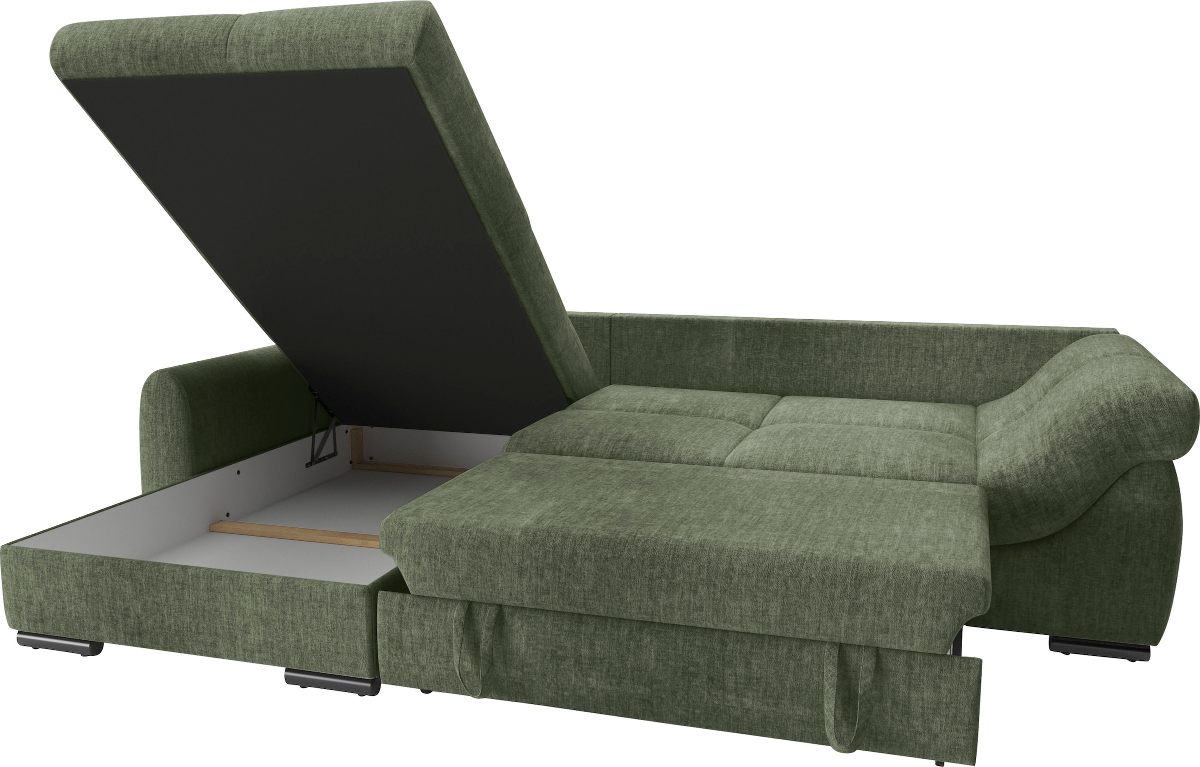 Mr. Couch Ecksofa »Livorno DuraFlex L-Form«, inkl. Hochschläfer-Bettauszug, XL-Bettkasten weiß beschichtet