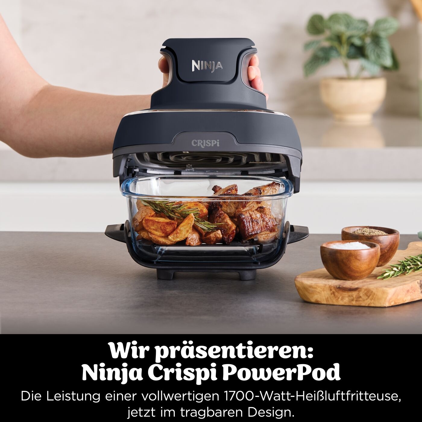 NINJA Heißluftfritteuse »CRISPi 4-in-1 Cyber Space - FN101EUGY« 1700 W tragbar