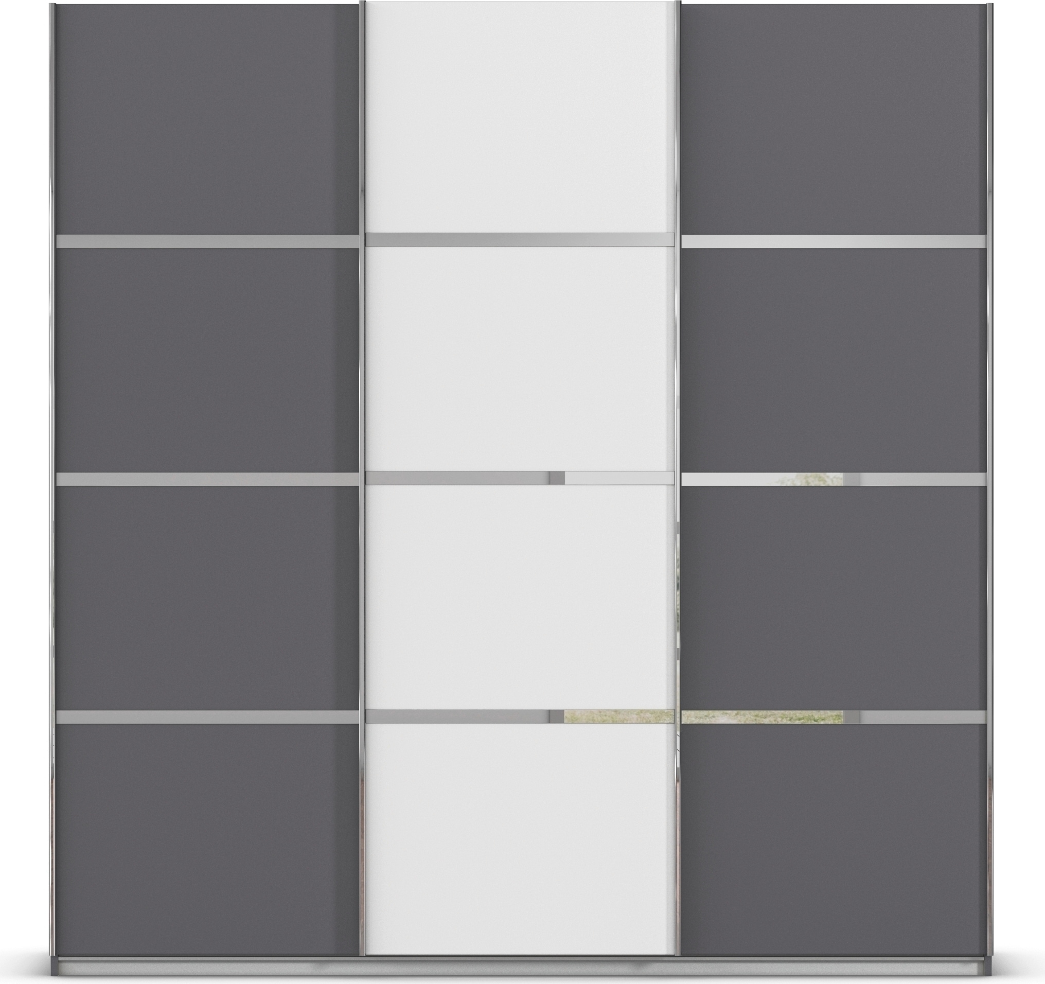rauch Kleiderschrank »Schwebetürenschrank OTTO´s Choice Garderobe Schrank TOP ANGEBOT Avola«, (in 3 verschiedenen Ausstattungen BASIC/CLASSIC/PREMIUM), mit eleganten Zierleisten in Chrom, Schwarz oder Weiß MADE IN GERMANY