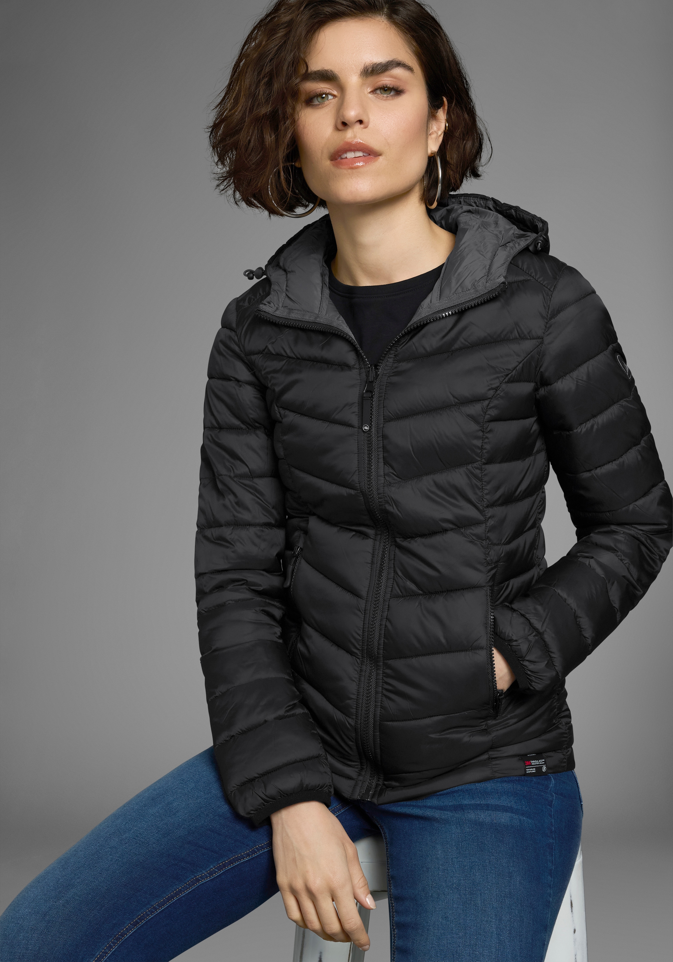 Polarino Steppjacke mit Kapuze Übergangsjacke für kühle Tage,  aus leichtem Webmaterial