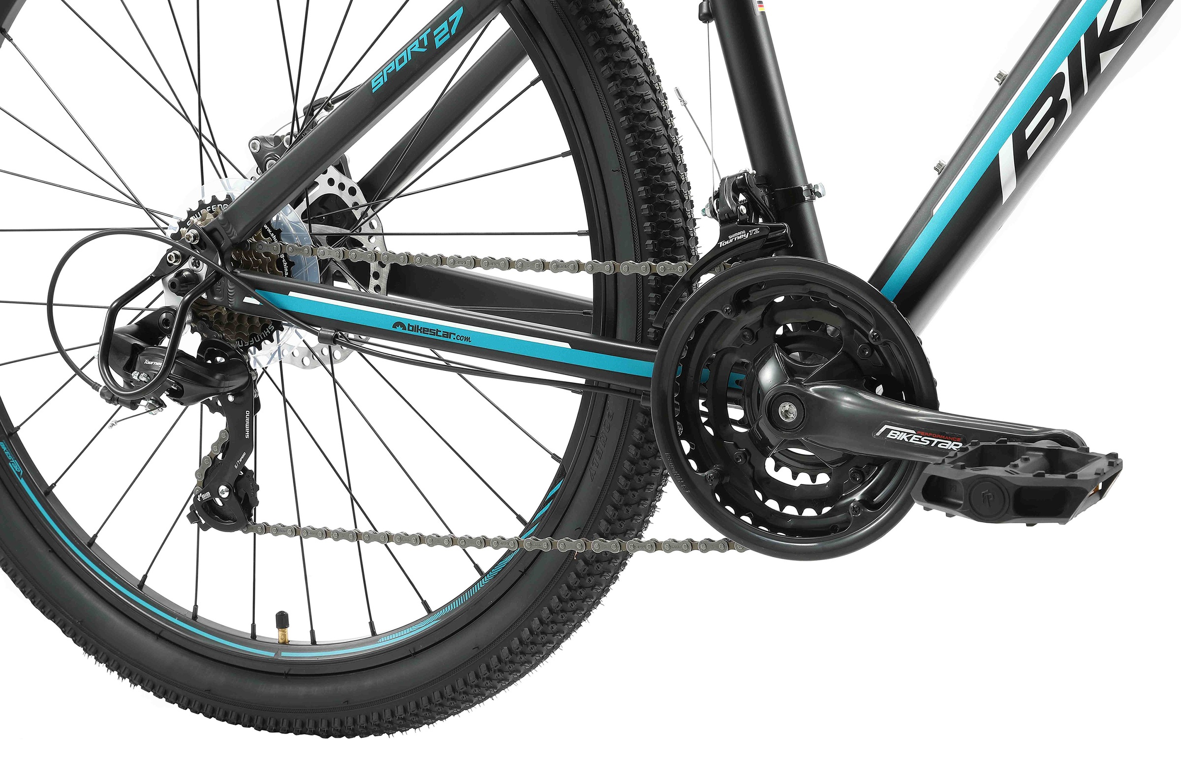 Bikestar Mountainbike, 21 Gang, Shimano, RD-TY300 Schaltwerk, Kettenschaltung, für Damen und Herren, Kettenschaltung