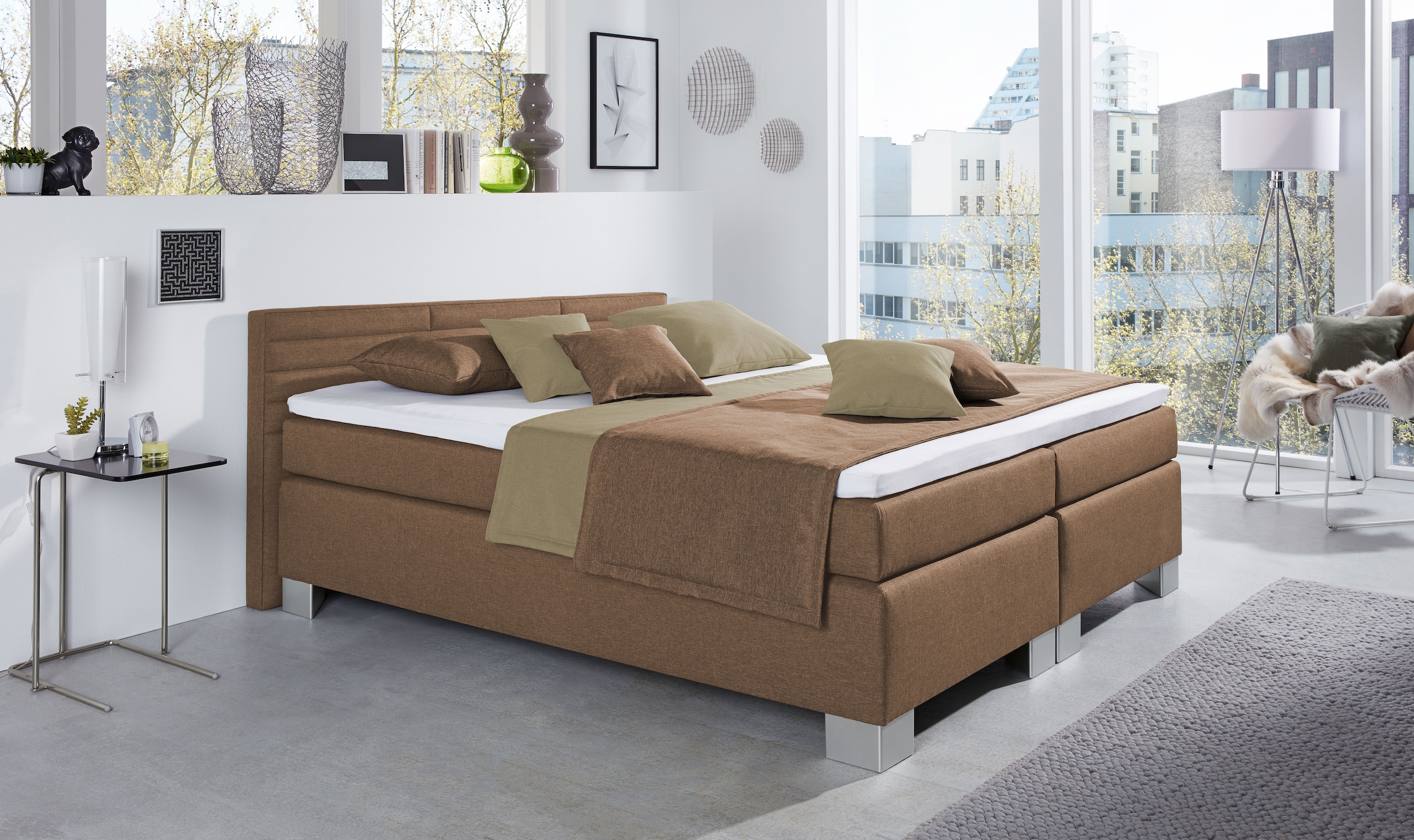 hapo Boxspringbett »ATLANTA mit niedrigem Kopfteil« Topper separat erhältlich!,  erhältlich in verschiedenen Breiten, Farben & Matratzenarten