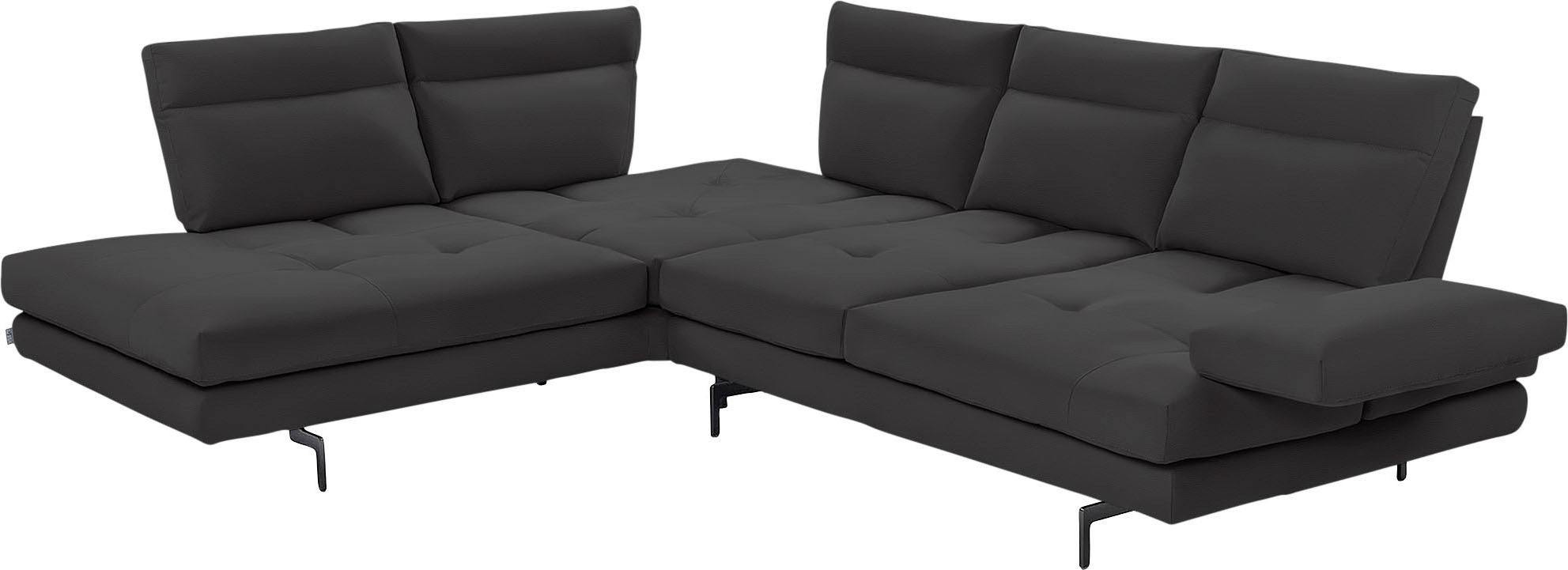 CALIA ITALIA Ecksofa »Toby Wing, L-Form, Designsofa mit sensationellem Sitzkomfort«, Sitztiefenverstellung, funktionale Ecke, Füße in schwarz matt