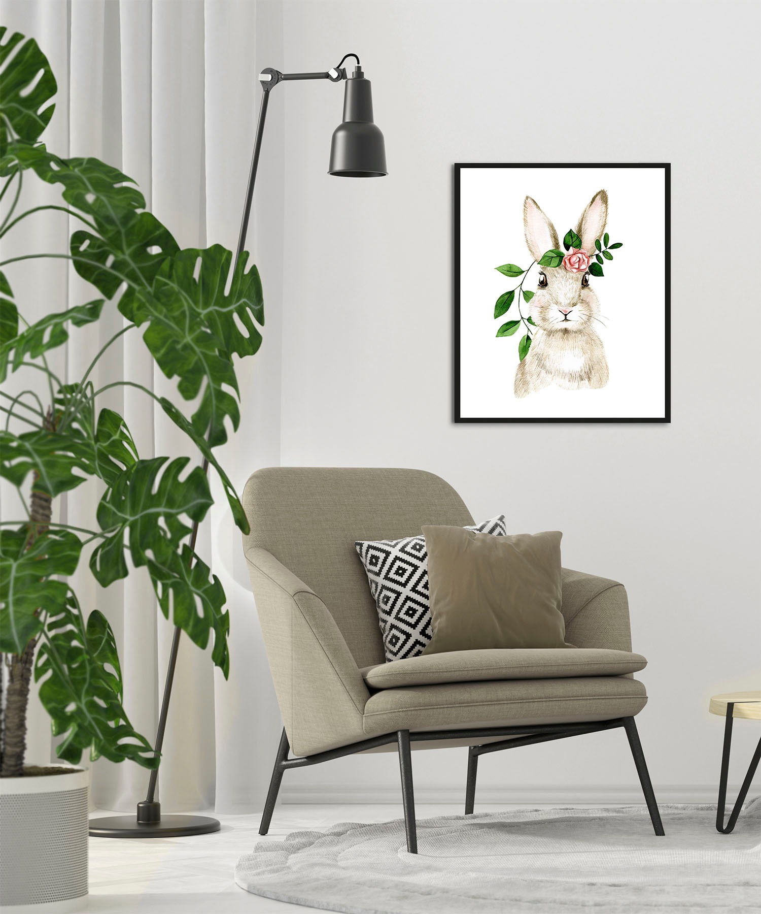 queence Bild »Akatosch«, Hase-Hasen-Haustiere-Kunst-Ostern-Blumen, (1 St.), günstig online kaufen