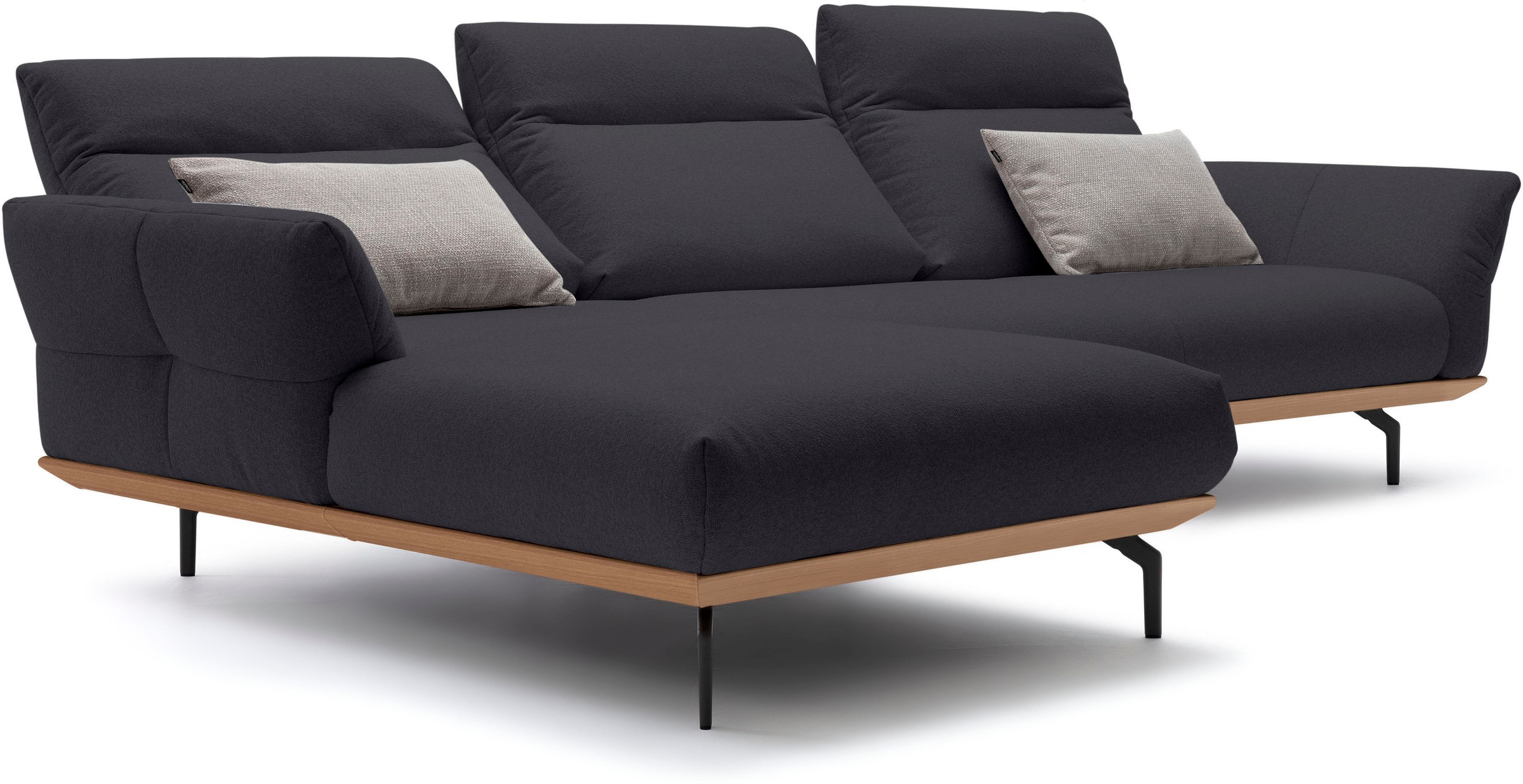 Creation BY ROLF BENZ Ecksofa »CR.460«, Sockel in Eiche, Winkelfüße in Umbragrau, Breite 318 cm