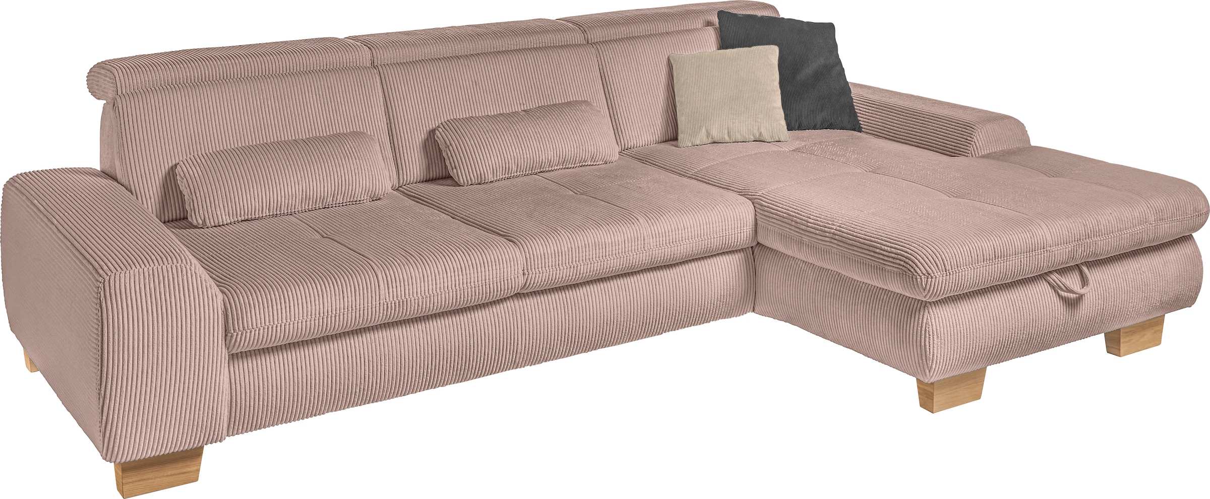 set one by Musterring Ecksofa, whlw. mit Funktion, Kaltschaum, in Cord, rose, Sitzhöhe 49