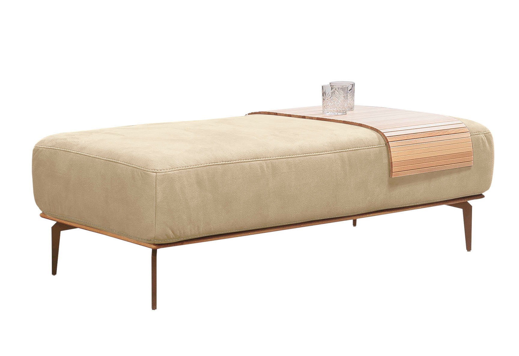 W.SCHILLIG Polsterhocker »run«, mit Holzsockel, Füße in Bronze pulverbeschichtet, Breite 150 cm