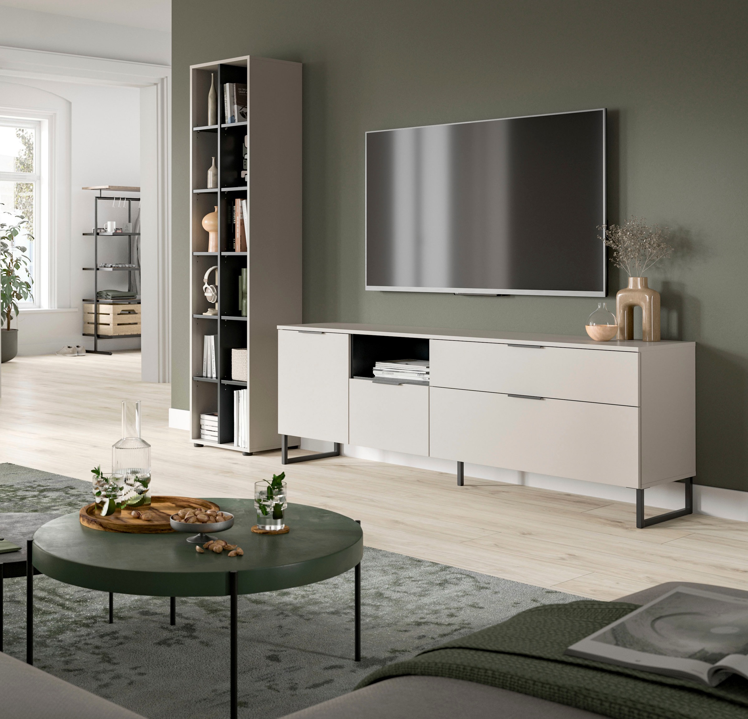 INOSIGN Wohnwand »ADIO, Breite 245 cm, 2-teiliges Set, mit Metall-Kufenfüße günstig online kaufen