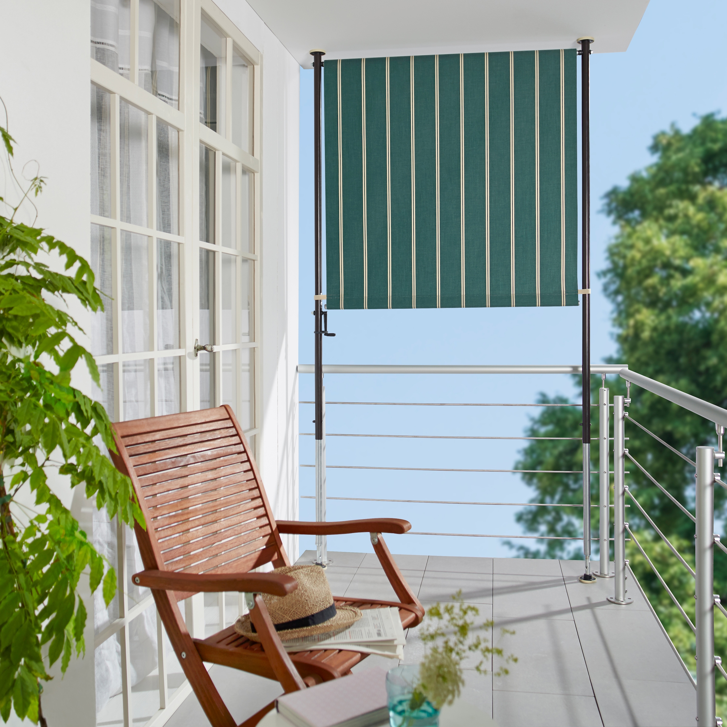 Angerer Freizeitmöbel Klemm-Senkrechtmarkise grün/weiß, BxH: 150x225 cm