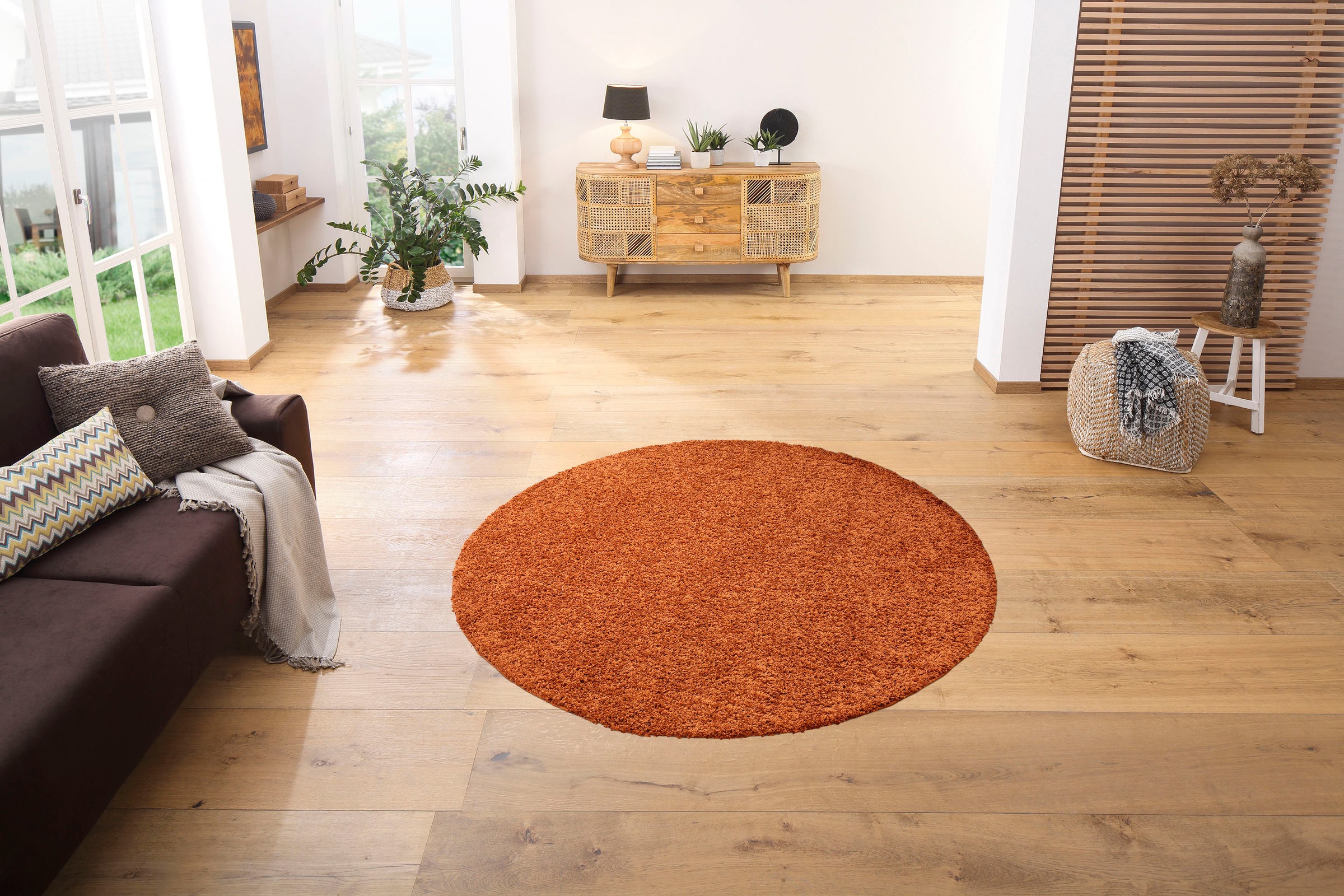 my home Teppich »Viva rund« rund 45 mm Höhe Uni-Farben, einfarbig, besonder günstig online kaufen