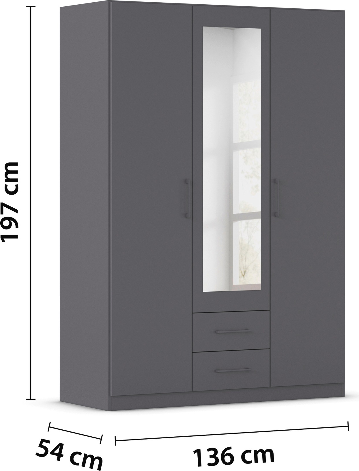 rauch Drehtürenschrank »Kleiderschrank Schrank Garderobe KREFELD optional mit Spiegel«, mit 3 Griff-Varianten, inkl. praktischen Schubladen MADE IN GERMANY